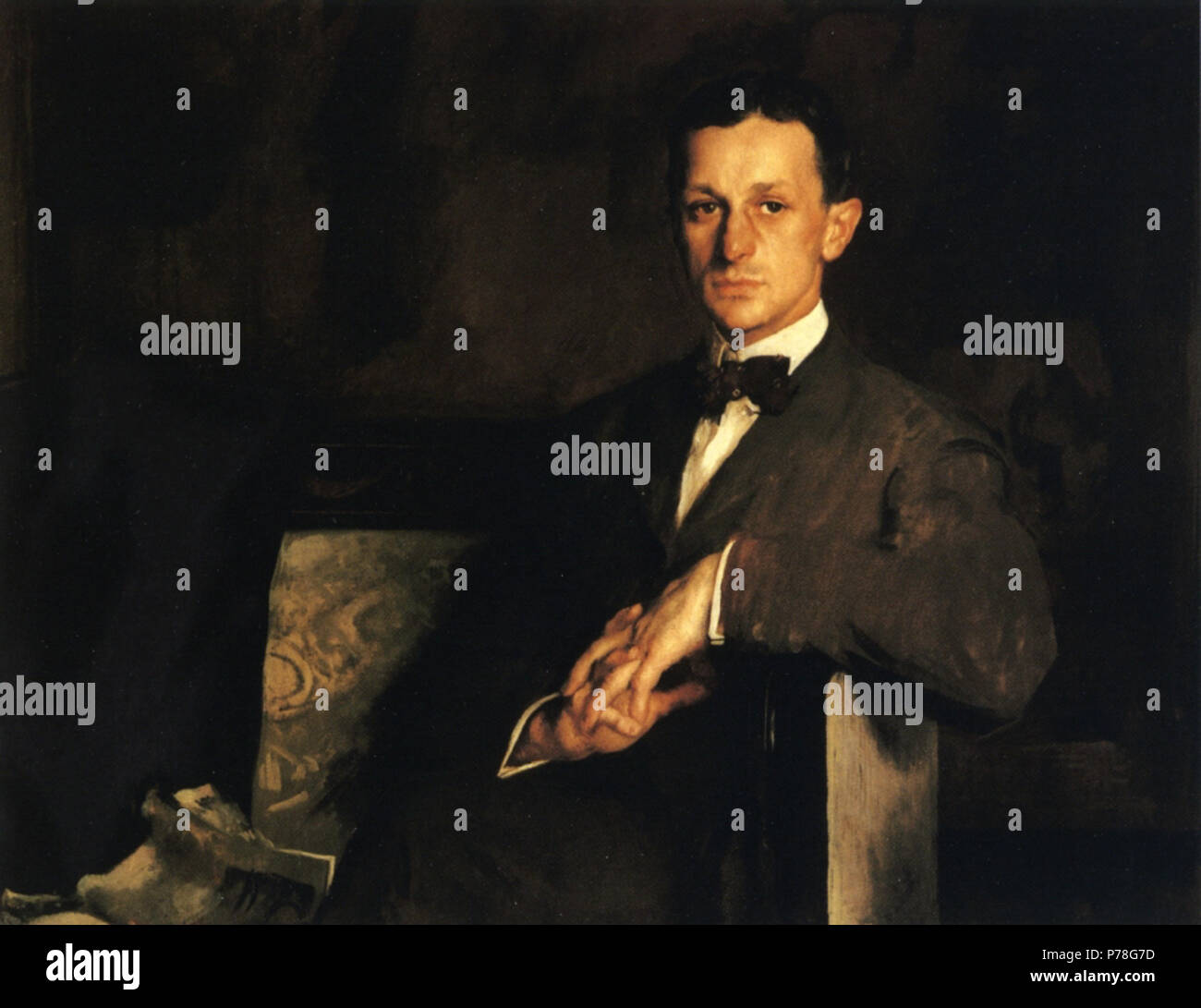 Français : 'Dr. Harvey Cushing", huile sur toile, par l'artiste américain Edmund Tarbell. Avec la permission du Centre d'histoire médicale Dittrick. 19088 Dr Harvey Cushing Edmund Tarbell 1908 Banque D'Images