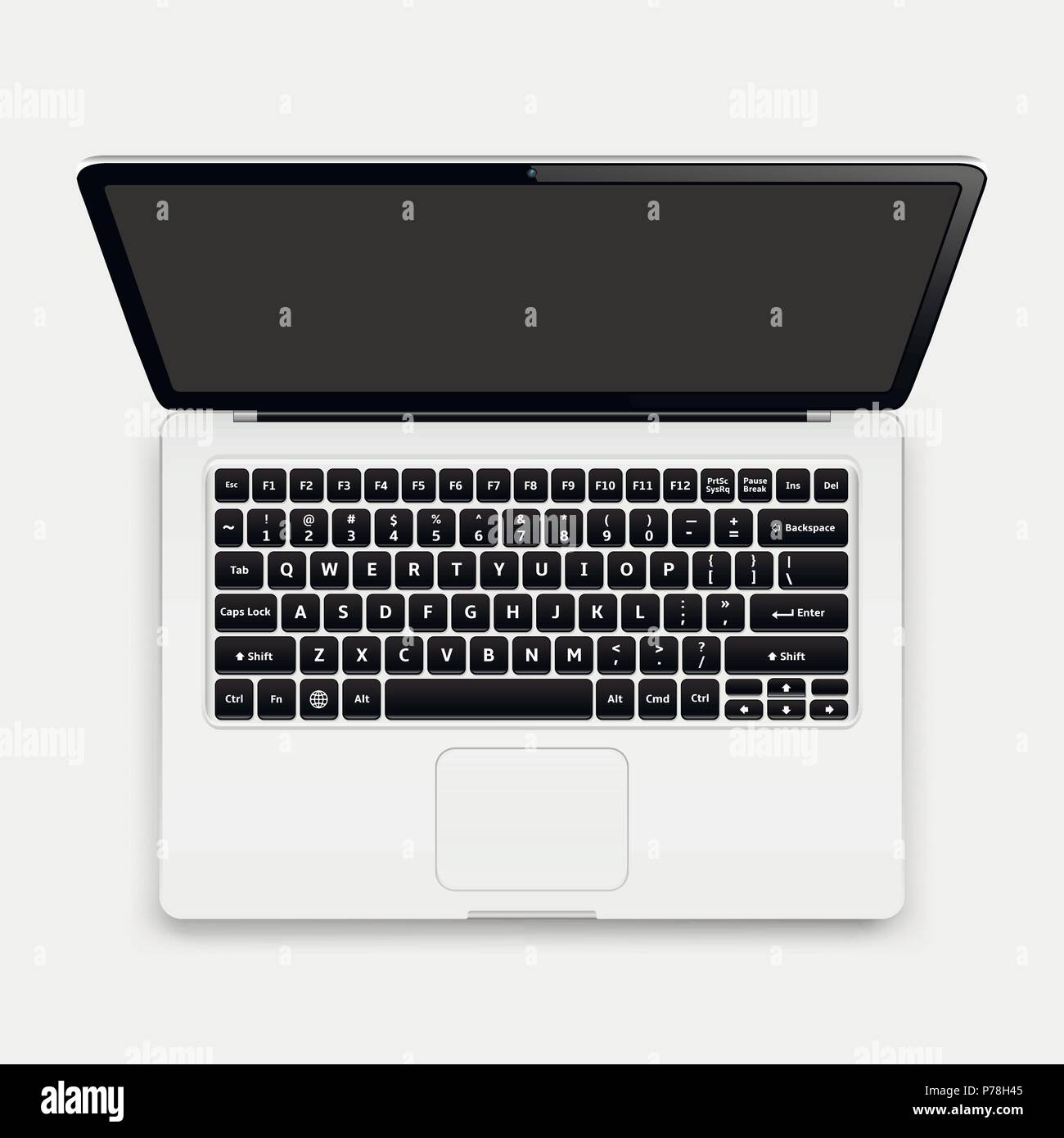 Vue de dessus de l'ordinateur portable avec clavier modèle de mise en page,  vector illustration Image Vectorielle Stock - Alamy