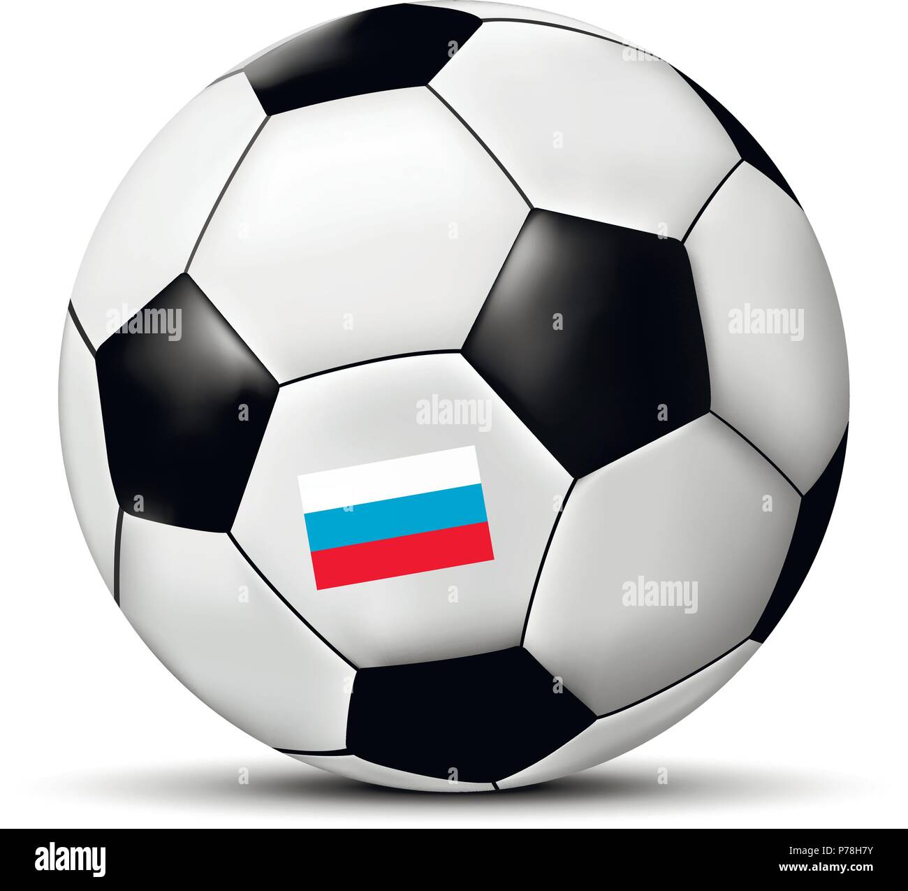 Ballon de soccer ou de football avec la Russie drapeau. Vector illustration. Illustration de Vecteur