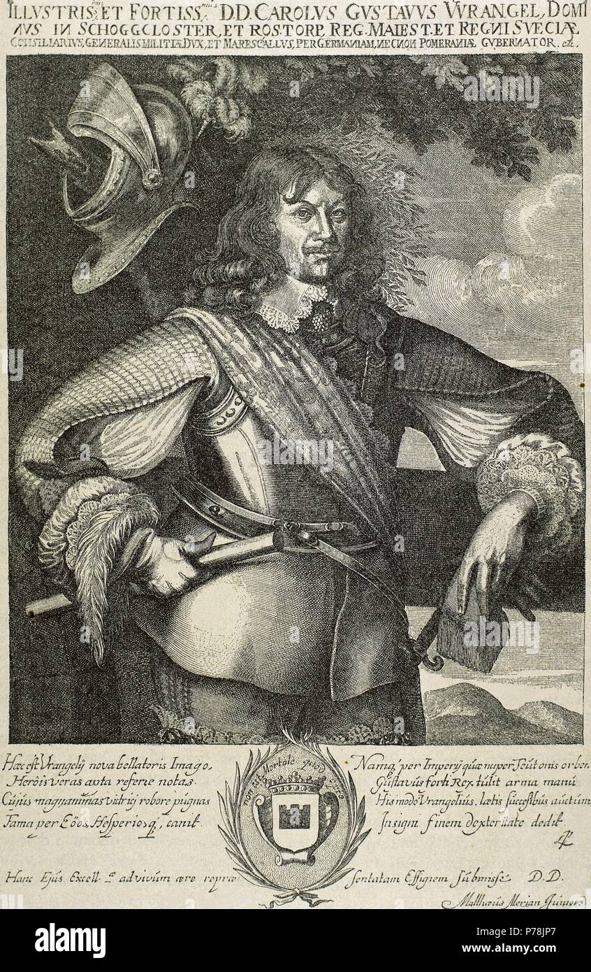 Carl Gustaf Wrangel (1613 Ð1676). Noble suédois, homme d'État et commandant militaire dans les trente ans, Torstenson, Brême, deuxième et guerres de Scanie. La gravure. Portrait. Banque D'Images