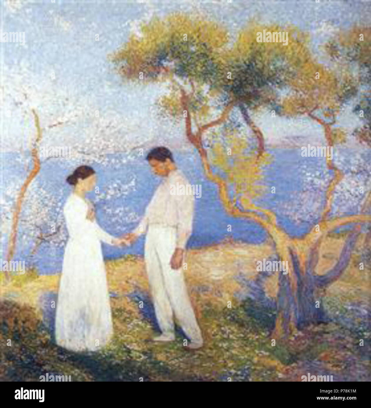 Travailler par Henri Martin . avant 1942 40 Martin paysage --with-couple Banque D'Images