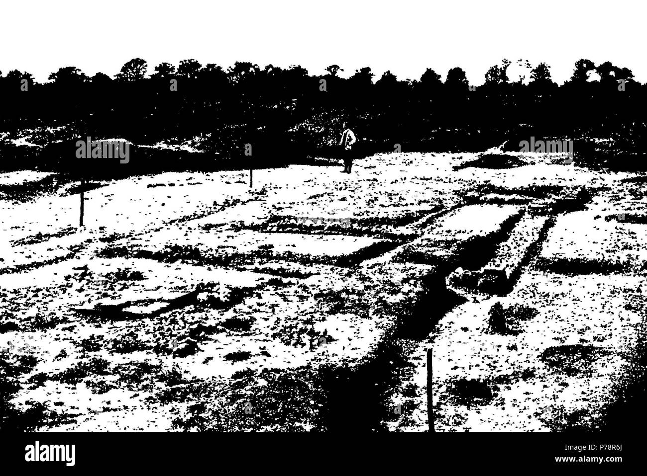 Anglais : Fondation de l'église romano-Silchester en provenance de l'Est. En face de p.12 dans la Cathédrale de Canterbury et Saxon Saxon les saints qui y sont enterrés . vers 1929 2 Fondements de l'église romano-Silchester en provenance de l'Est Banque D'Images