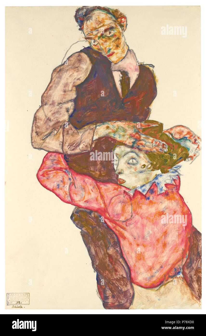 . Lovers . Autoportrait avec Wally . entre vers 1914 et vers 1915 18 1890 - 1918 Egon SCHIELE (SELBSTDARSTELLUNG LIEBESPAAR MIT WALLY) (AMOUREUX - Self-portrait WITH WALLY) Banque D'Images