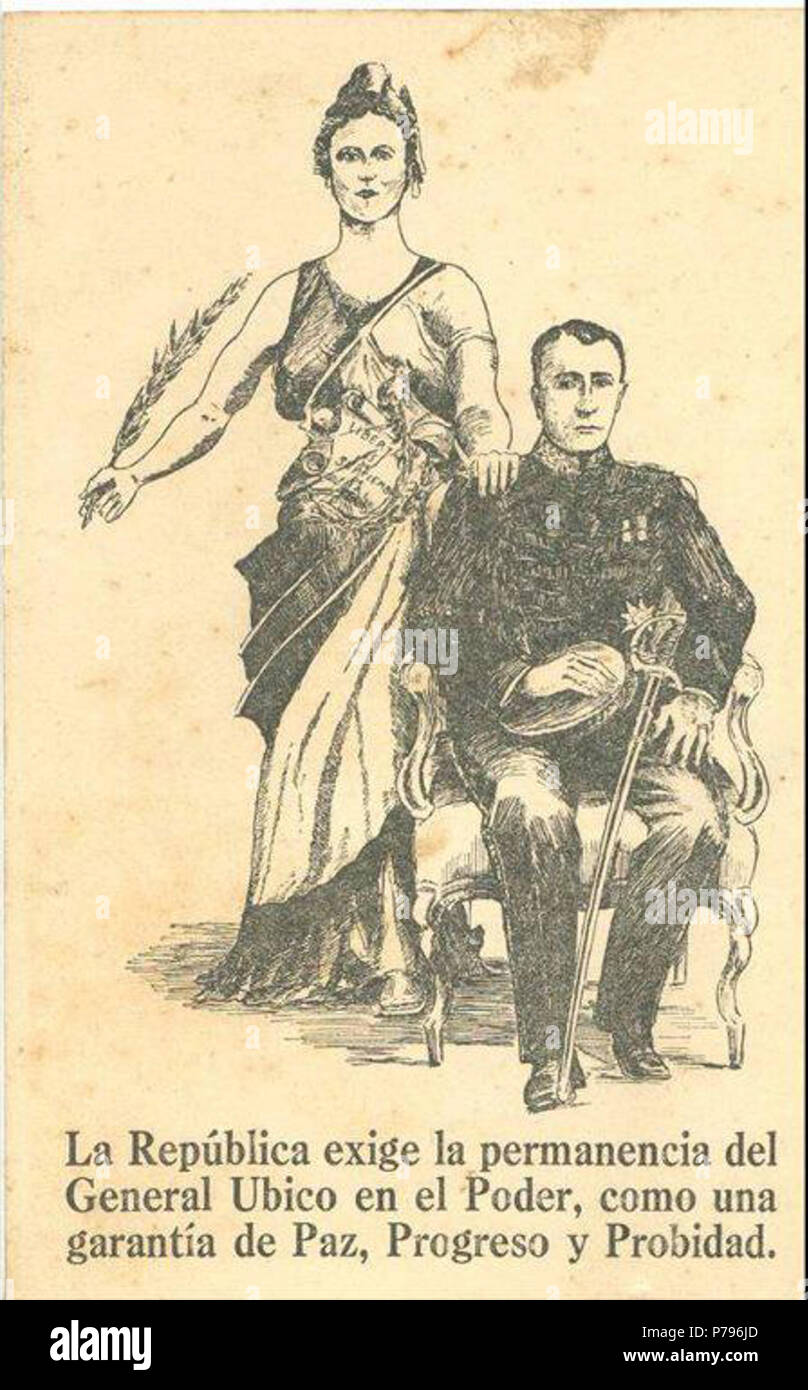 Español : Référendum de Ubico. Afiche de propaganda del Gobierno de Guatemala para Ubico. 1936 16 référendum Ubico Banque D'Images