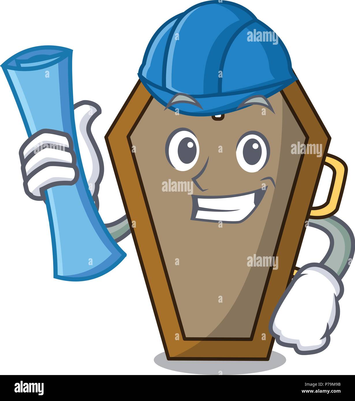 Caractère cartoon style architecte coffin Illustration de Vecteur