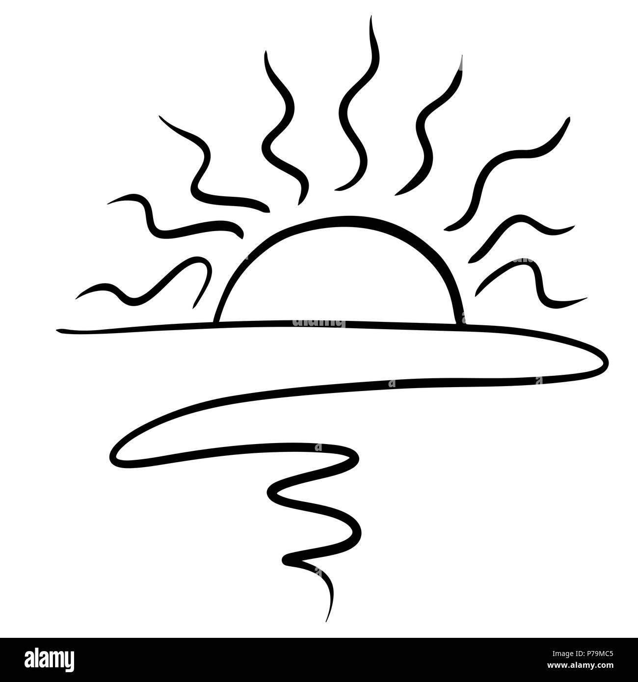 Coucher du soleil noir simple impression. Vector illustration. Illustration de Vecteur