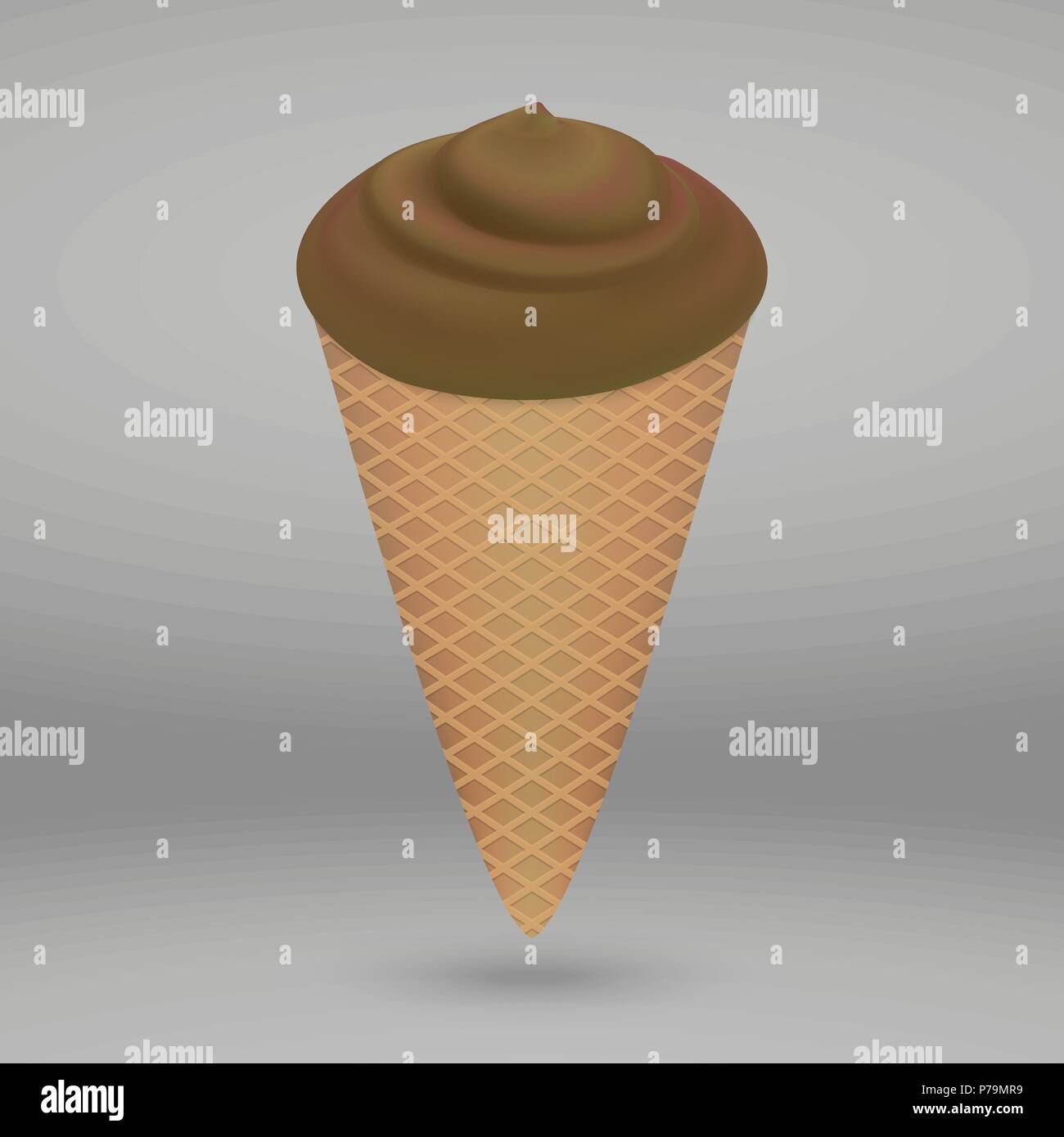 Chocolat glace au café dans le cône isolé Illustration de Vecteur