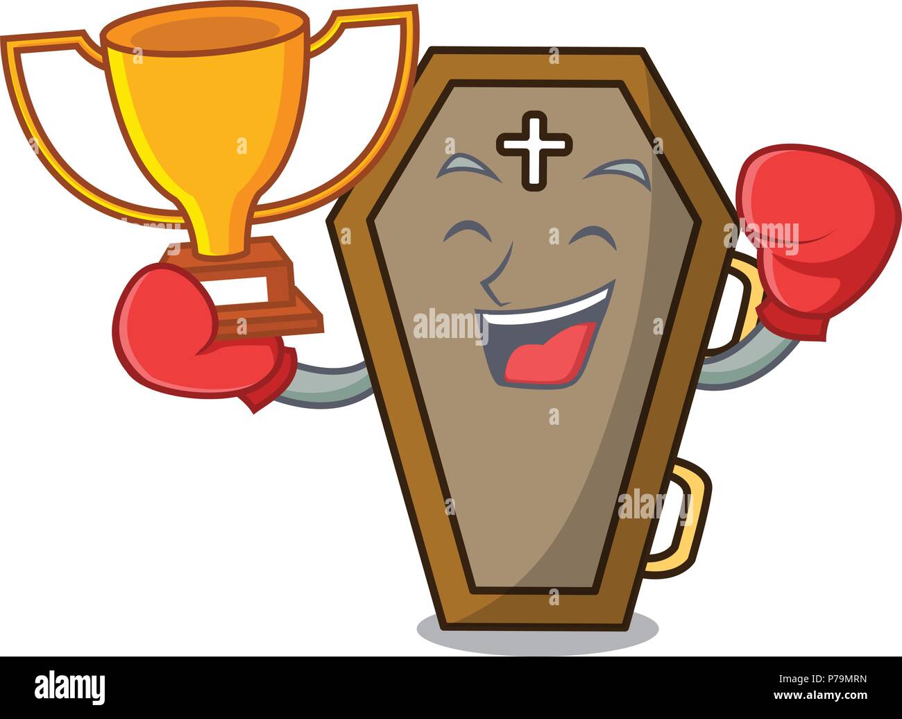 Gagnant de boxe coffin mascot cartoon style Illustration de Vecteur