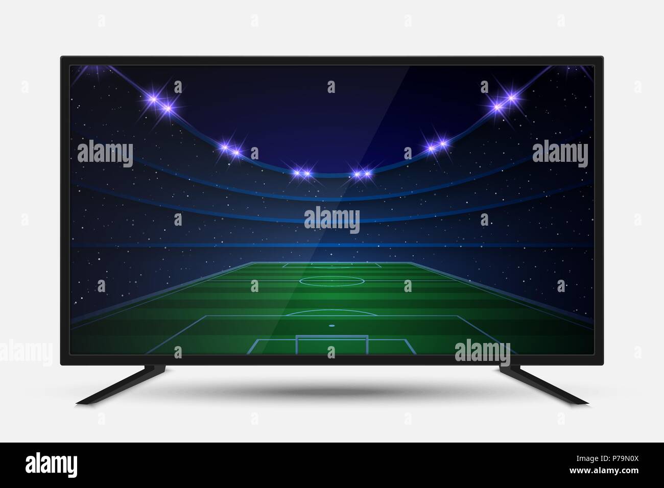 Réaliste à l'écran du téléviseur. Panneau LCD télévision moderne avec match de foot Illustration de Vecteur