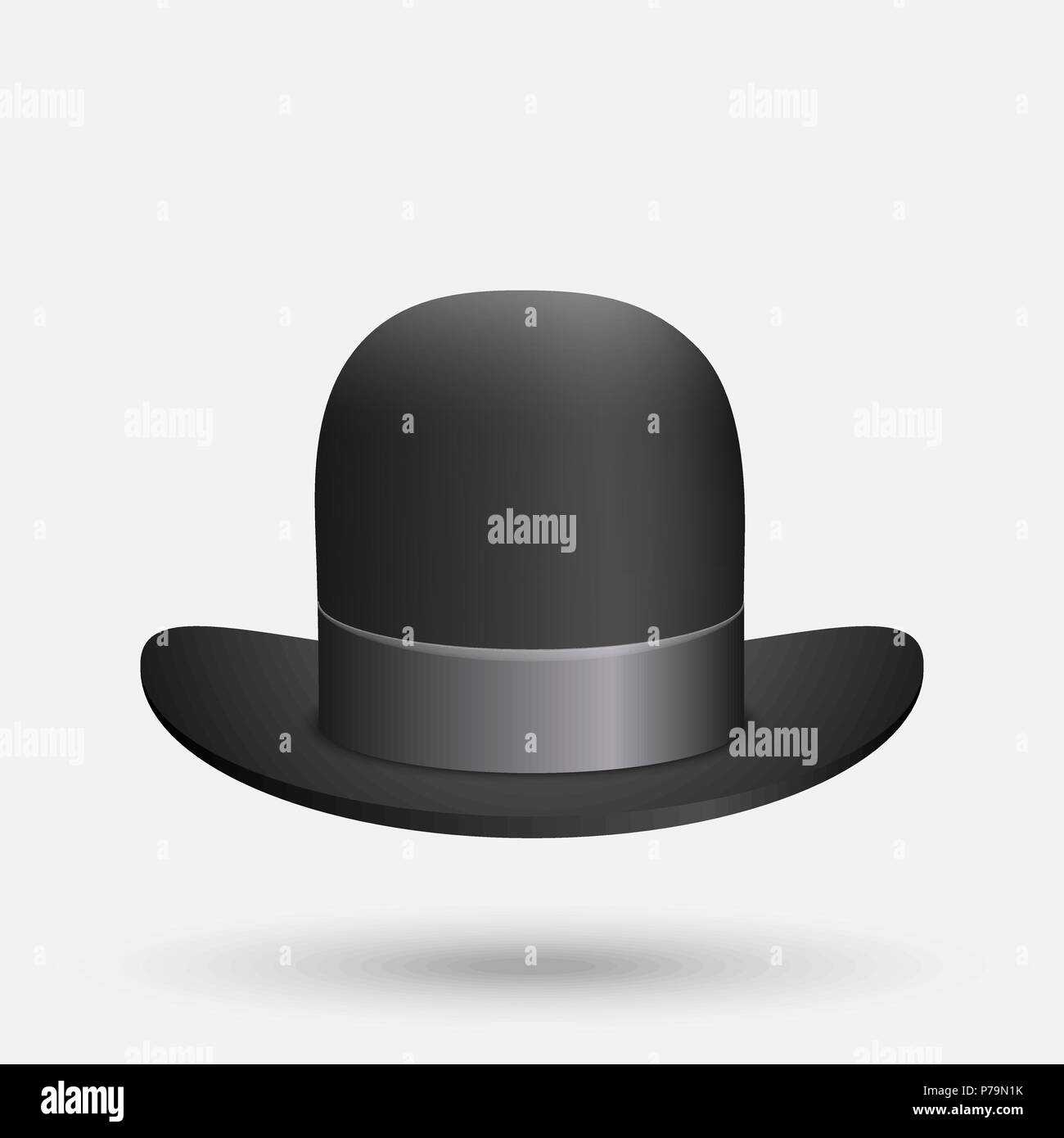 Chapeau melon noir sur fond blanc Illustration de Vecteur