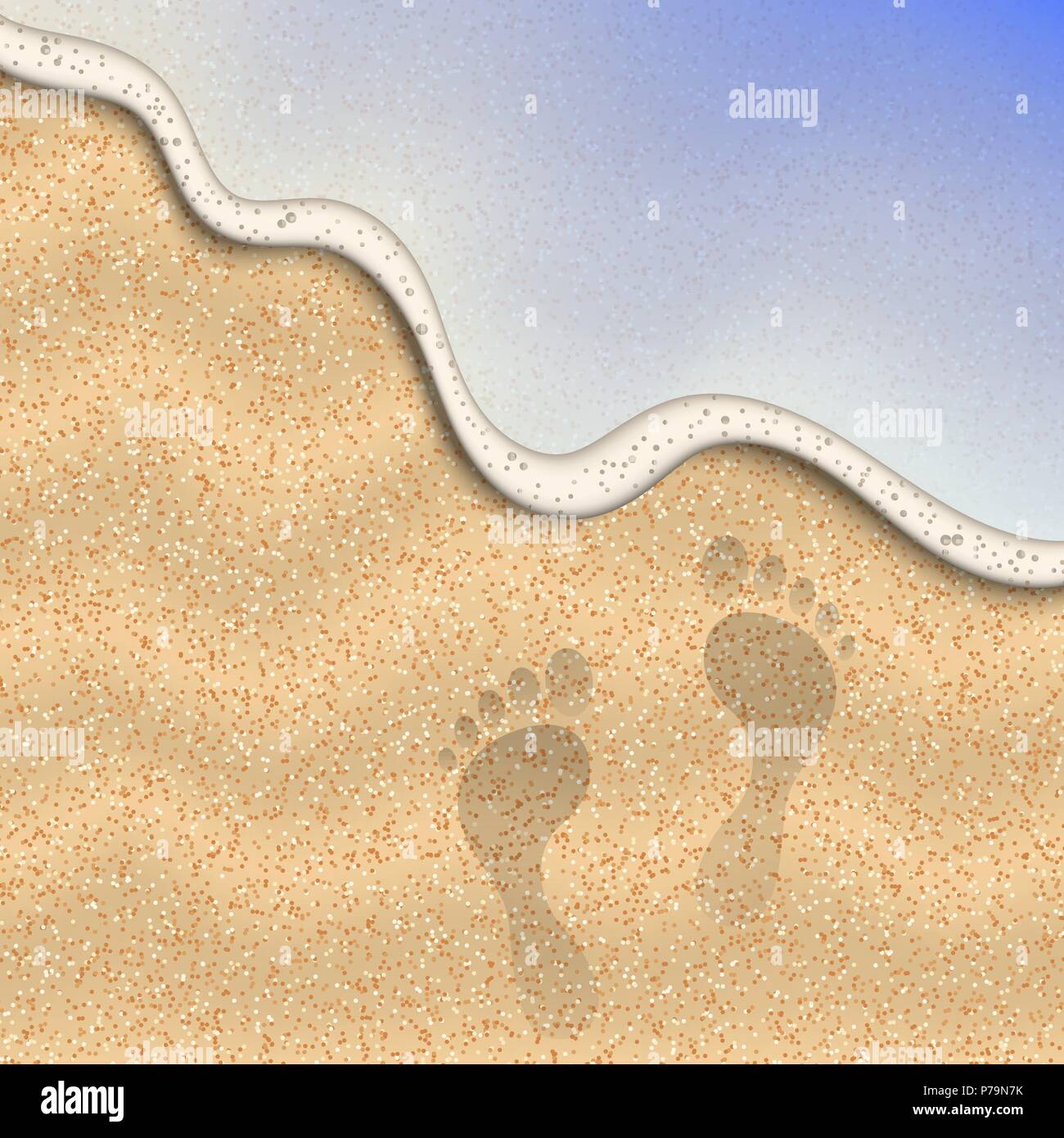 Sable de la plage avec pied imprimer Illustration de Vecteur