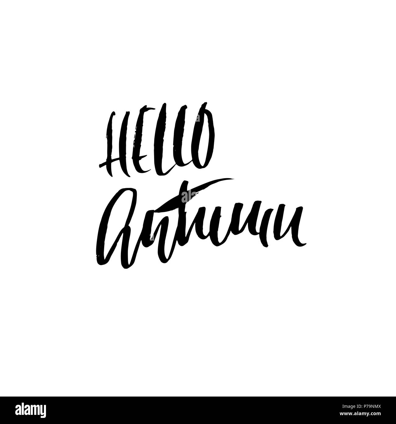 Calligraphie manuscrite devis d'automne. Pinceau moderne le lettrage. Typographie bannière en noir et blanc. Vector illustration. Illustration de Vecteur