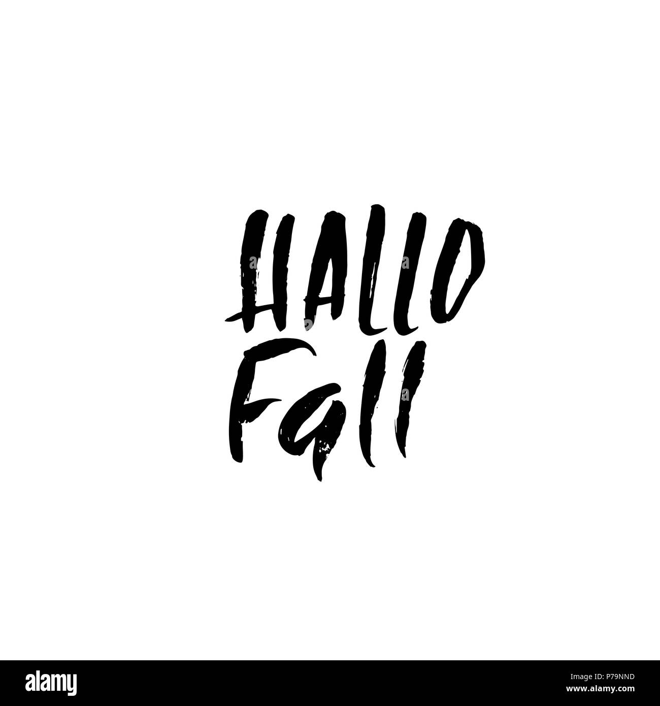 Calligraphie manuscrite devis d'automne. Pinceau moderne le lettrage. Typographie bannière en noir et blanc. Vector illustration. Illustration de Vecteur