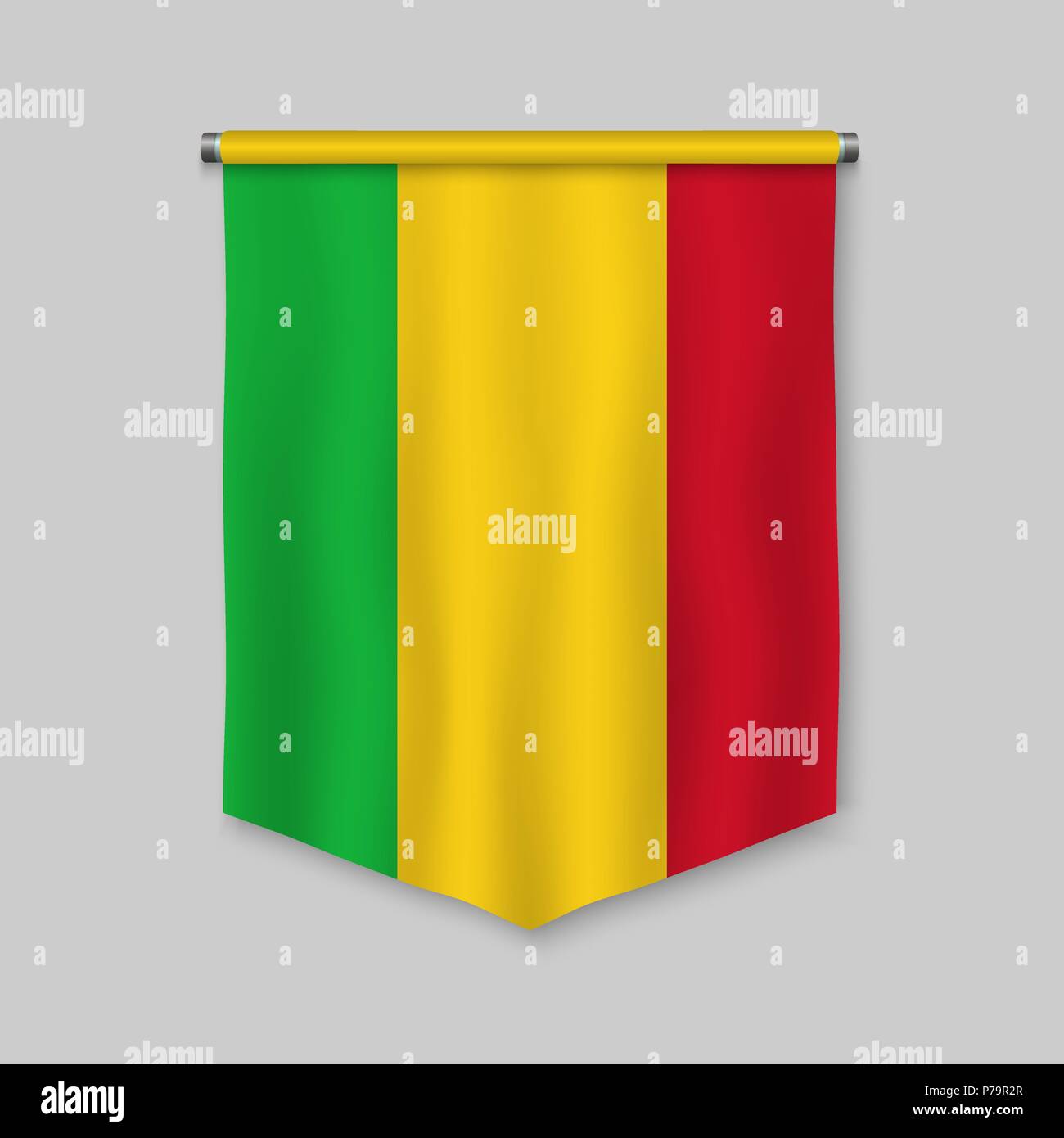 3D réaliste avec drapeau fanion du Mali Illustration de Vecteur
