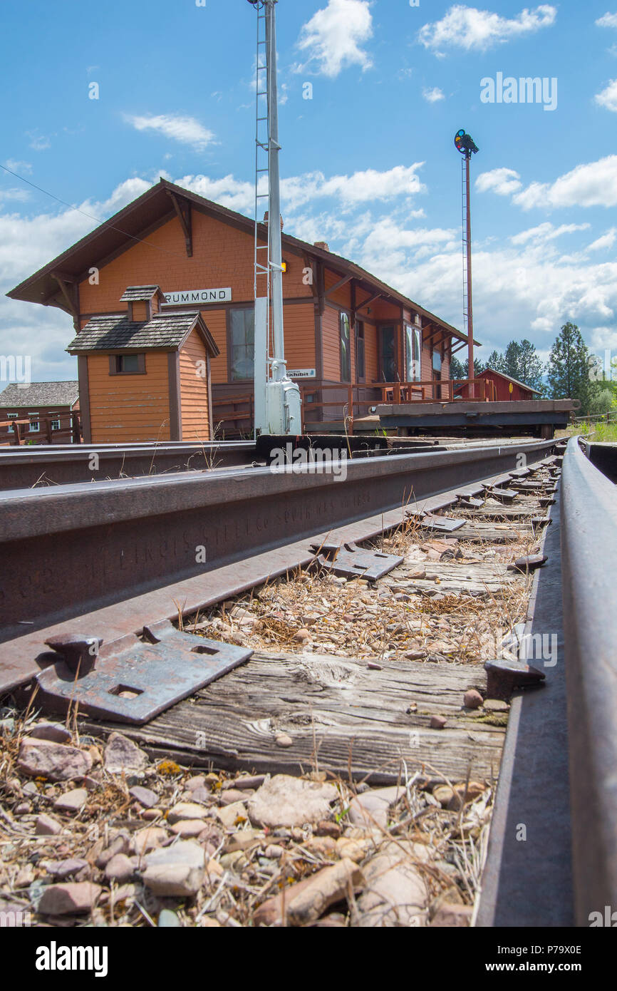 Le quartier historique de Drummond Depot à Fort Missoula à Missoula, MT. Construit en 1910, par le Chicago, Milwaukee, St.Paul et Pacific Railroad Company, th Banque D'Images