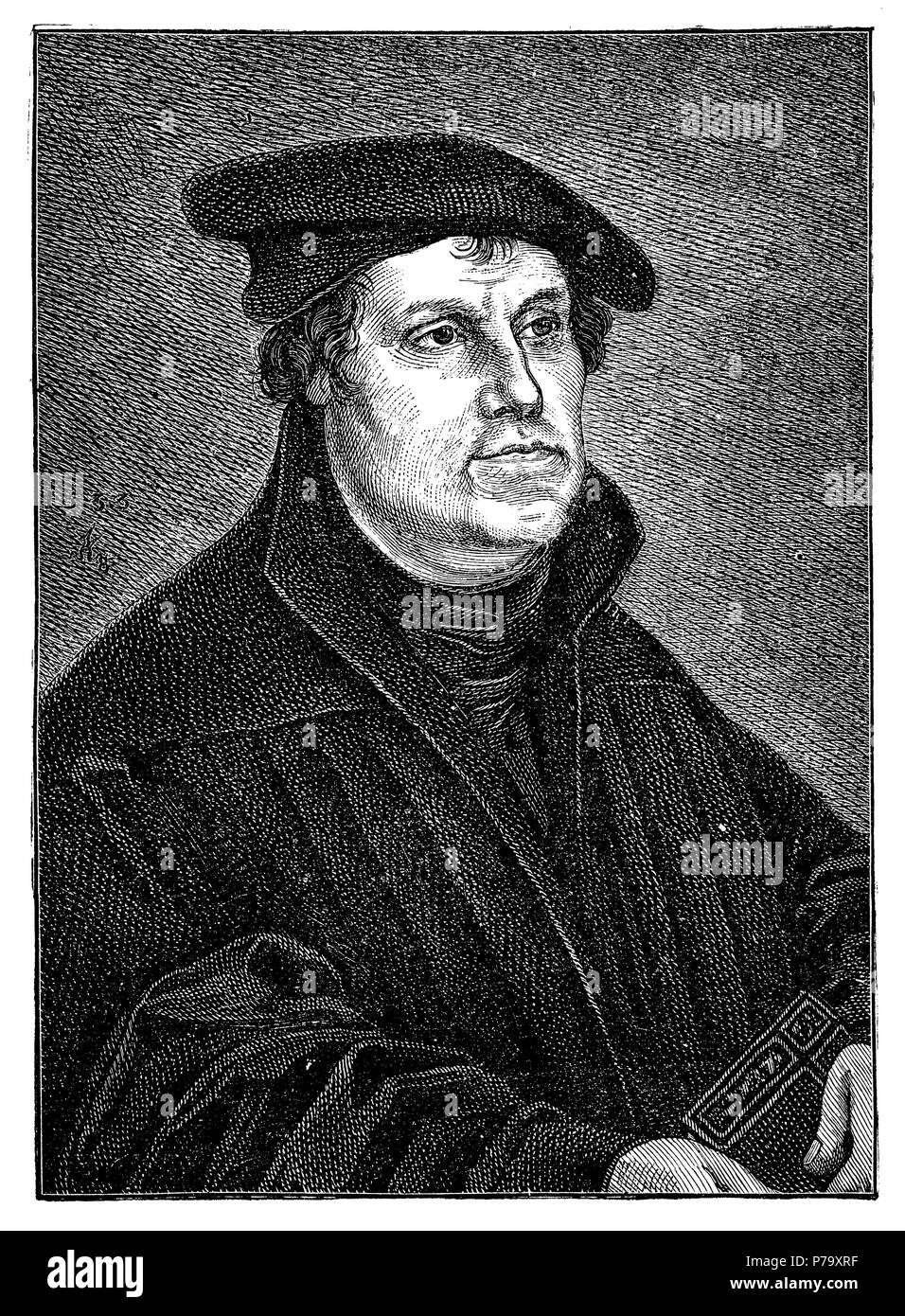 Luther, Martin (1483-1546), réformateur allemand. Après la peinture de Lucas Cranach dans l'Moritzkapelle à Nuremberg, Lucas Cranach 1881 Banque D'Images