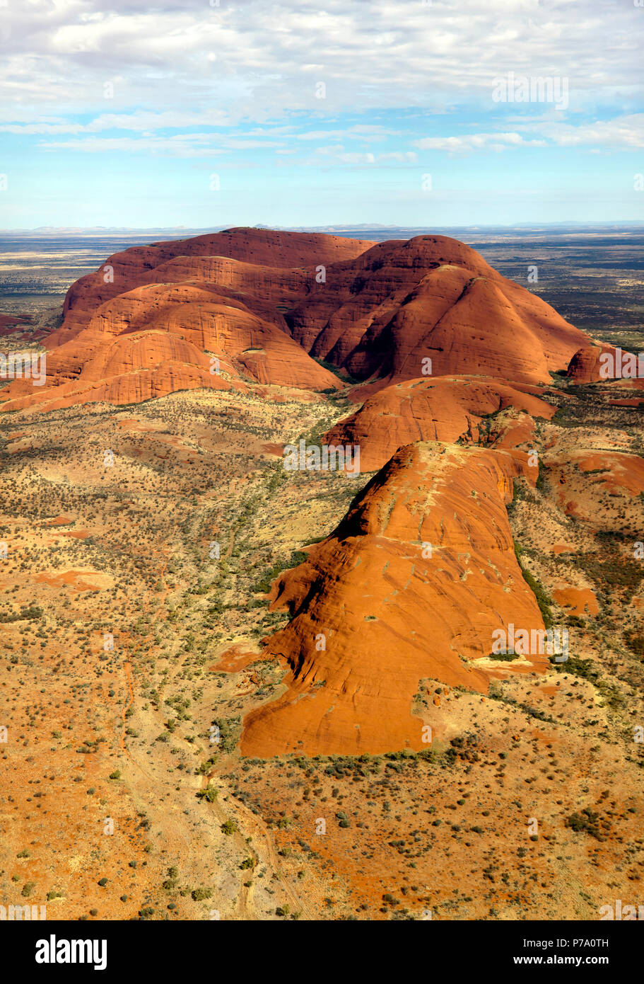 Close-up, vue aérienne d'une section de Kata Tjuṯa, dans le Parc National Uluru-Kata Tjuṯa, Territoire du Nord, Australie Banque D'Images