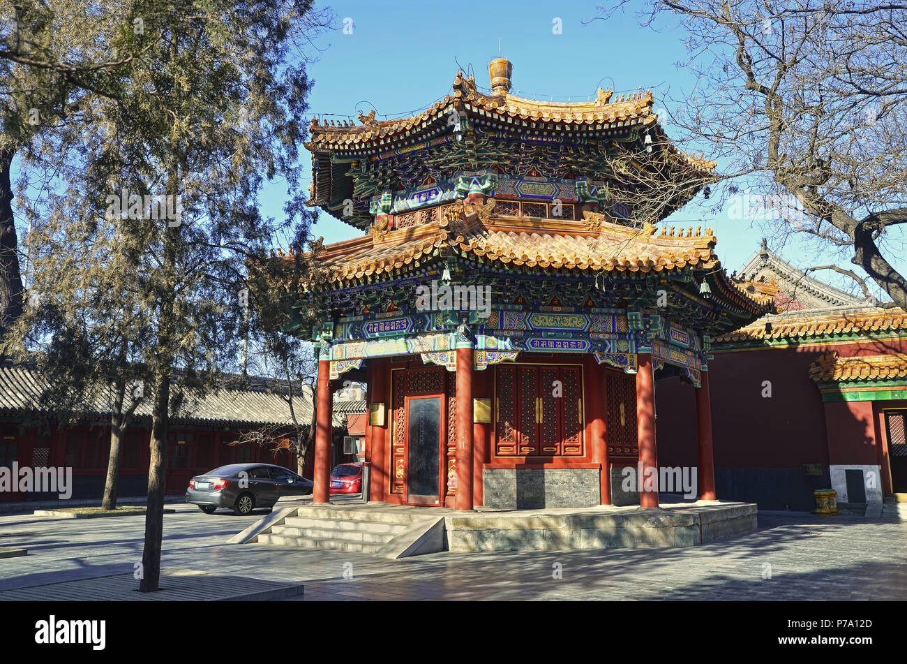 Pavillon chinois à Pékin, Temple de Yonghe Banque D'Images