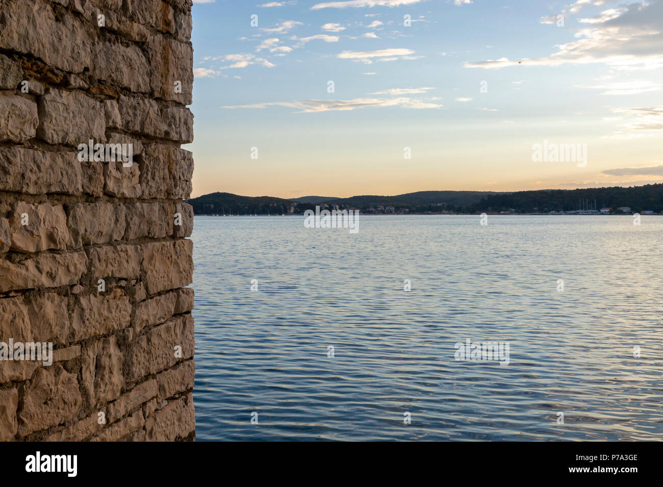 Mur d'une vieille maison à Rovinj, Croatie Banque D'Images