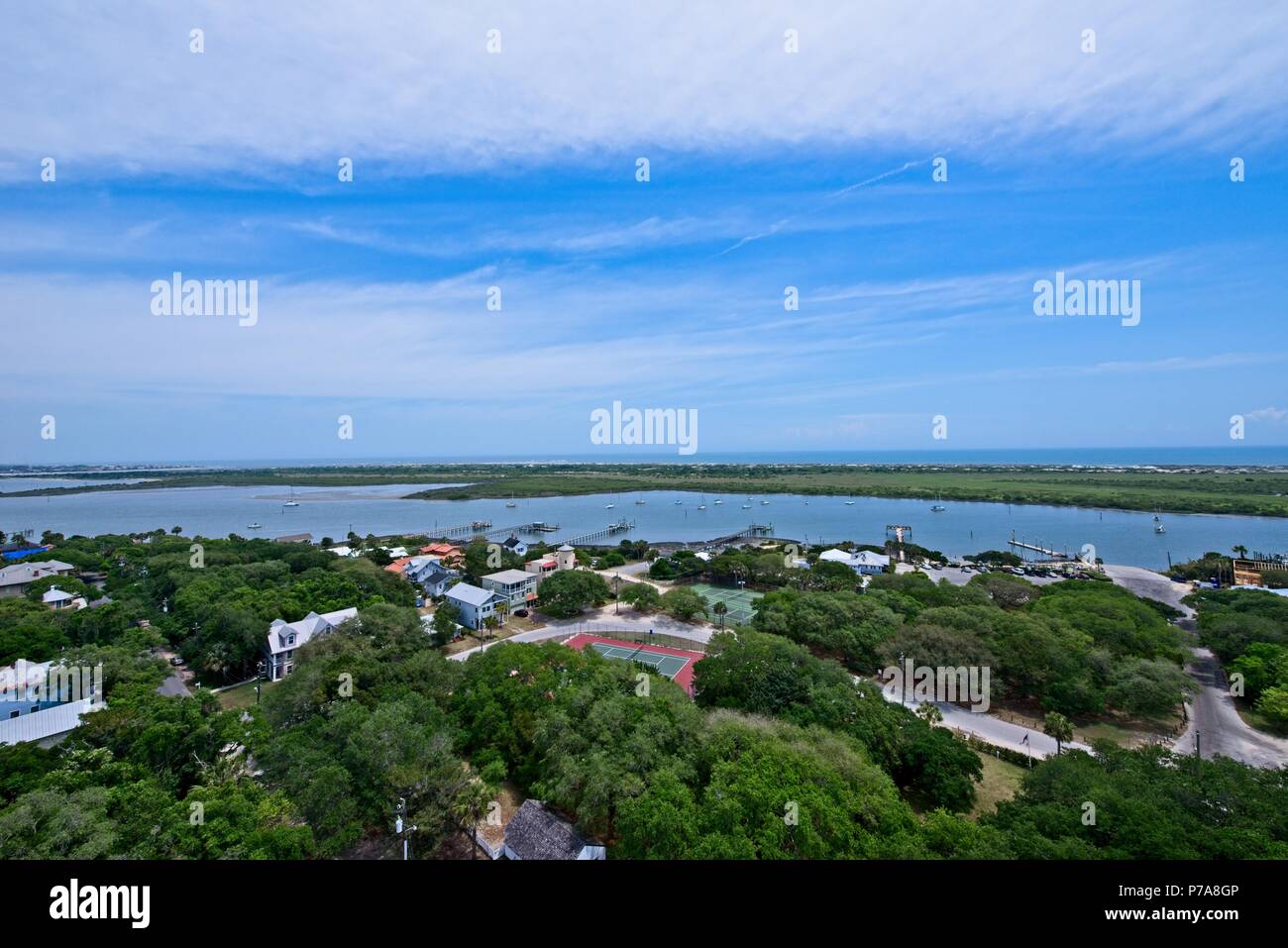 Vue aérienne de la partie supérieure de la St Augustine, Florida Lighthouse Banque D'Images