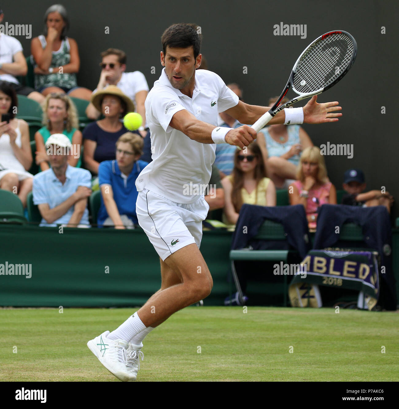 NOVAK DJOKOVIC, le tournoi de Wimbledon 2018, le tournoi de Wimbledon 2018, le All England Tennis Club, 2018 Banque D'Images