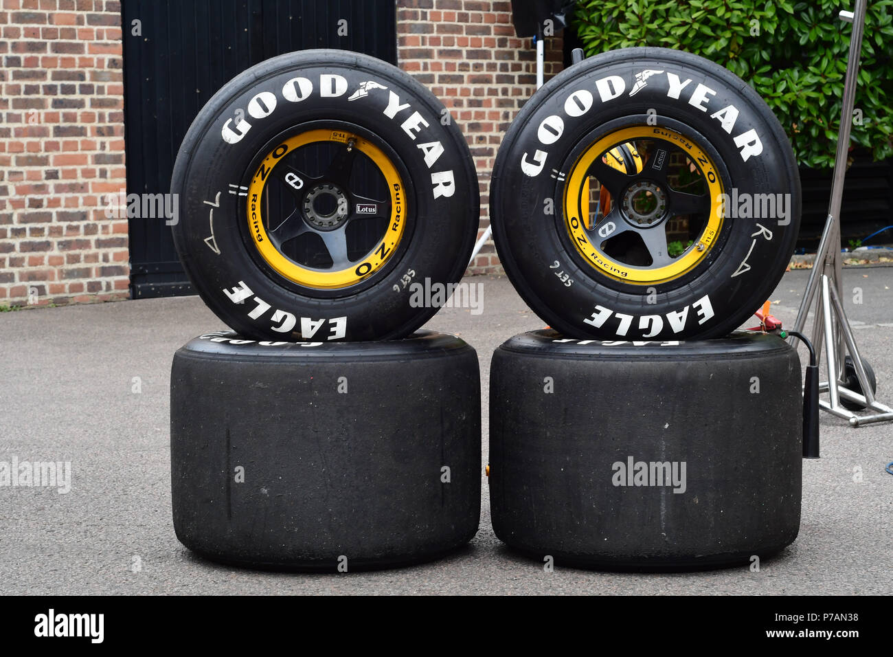 Les pneus Goodyear à l'affichage Grand Prix 2018 ballon tenu au Club de Hurlingham le 4 juillet 2018 à Londres, en Angleterre. Banque D'Images