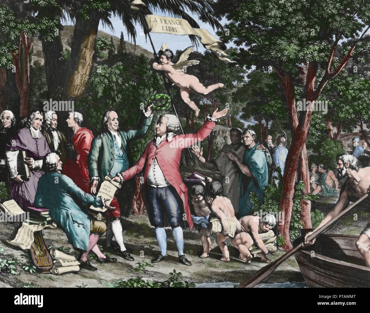 Honoré Gabriel Riqueti, comte de Mirabeau (1749-1791). Leader du début de la révolution française. Président de l'Assemblée Nationale Constituante. Mirabeau à Champs-Elyses, Paris, France. La gravure. 18e siècle. De couleur. Banque D'Images