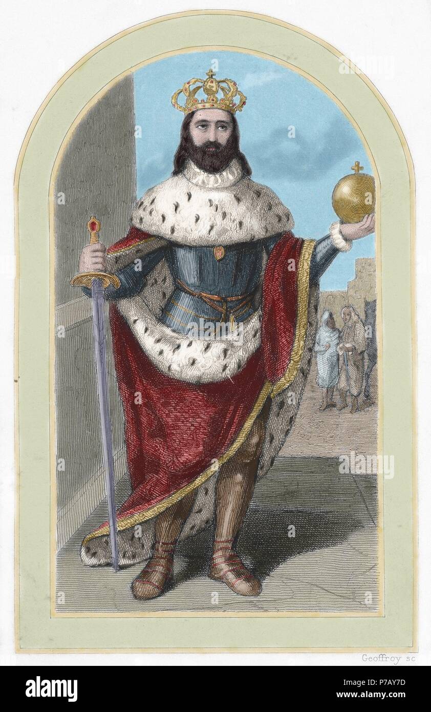 Ferdinand III de Castille (ca.1198-1252). Roi de Castille et Leon. Gravure en couleur. 19e siècle. Banque D'Images