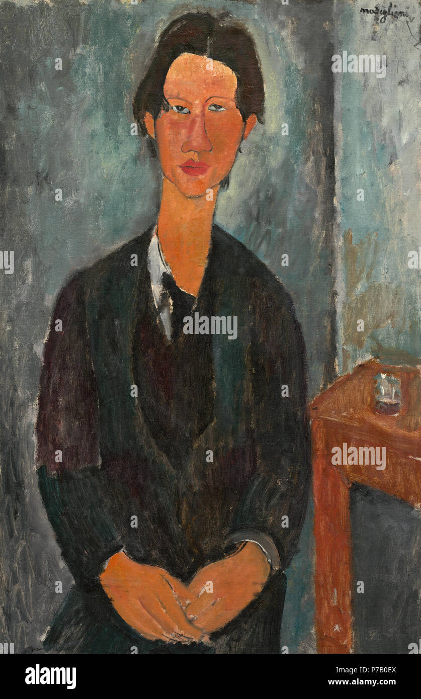 Peinture ; huile sur toile ; total : 91,7 x 59,7 cm (36 1/8 x 23 1/2 in.) Encadré : 112,7 x 81,3 cm (44 3/8 x 32 in.) ; 58 Amedeo Modigliani - Chaim Soutine (1917) Banque D'Images