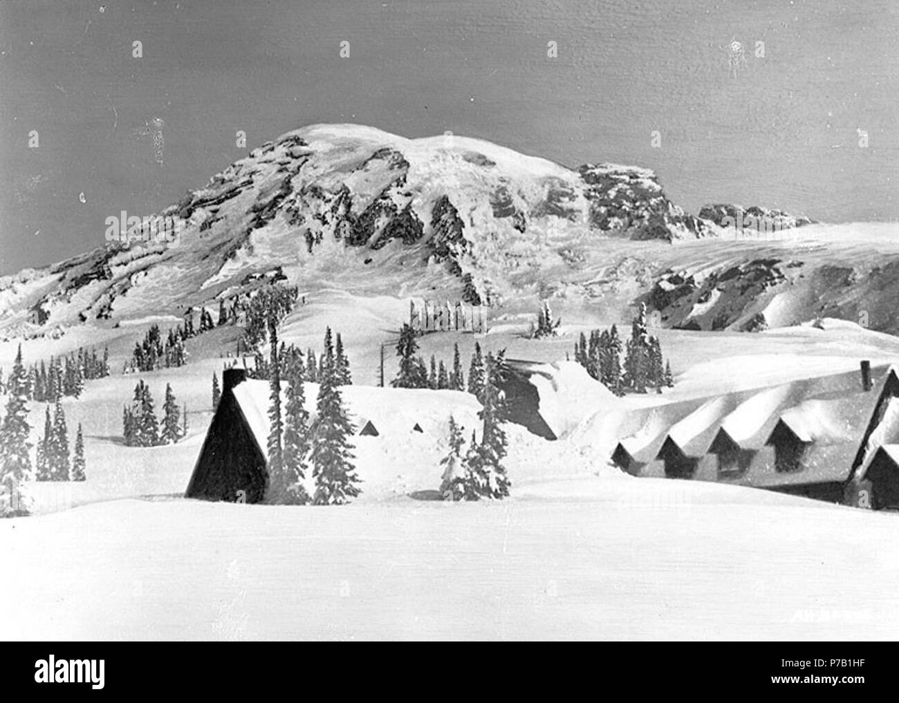 Anglais Paradise Inn Et Le Mont Rainier Dans Lhiver