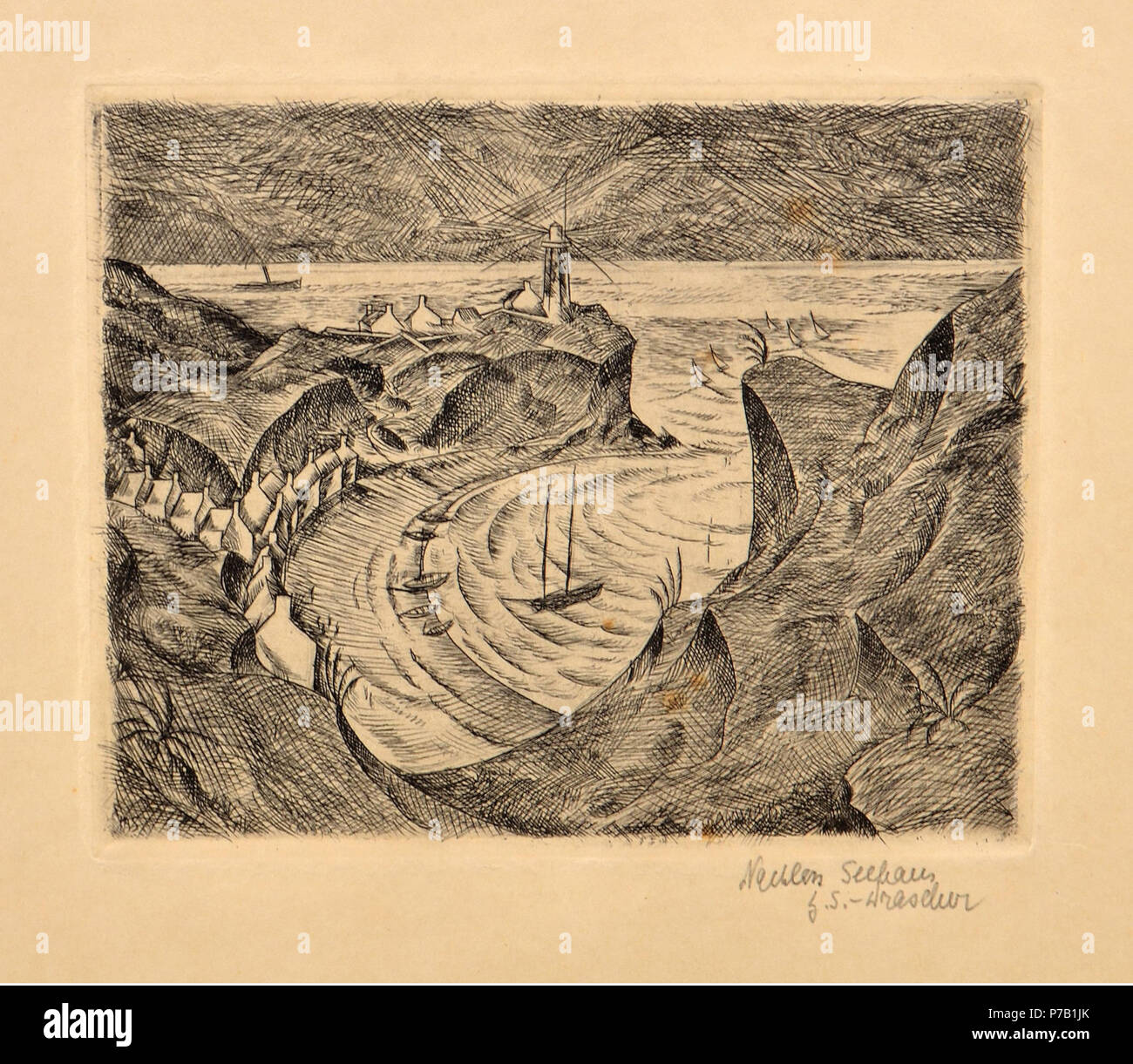 62 Paul Seehaus Hafen mit Leuchtturm Banque D'Images