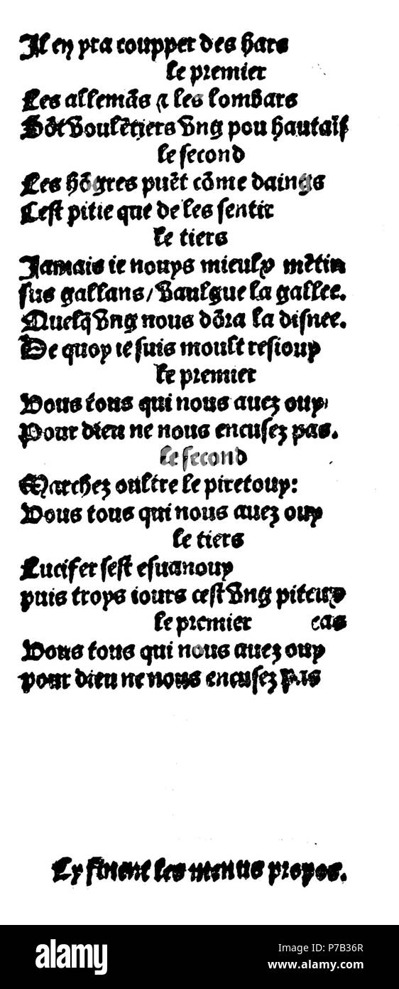 66 Recueil général des sotties, éd. Picot, tome I, page 099 N&amp;b Banque D'Images