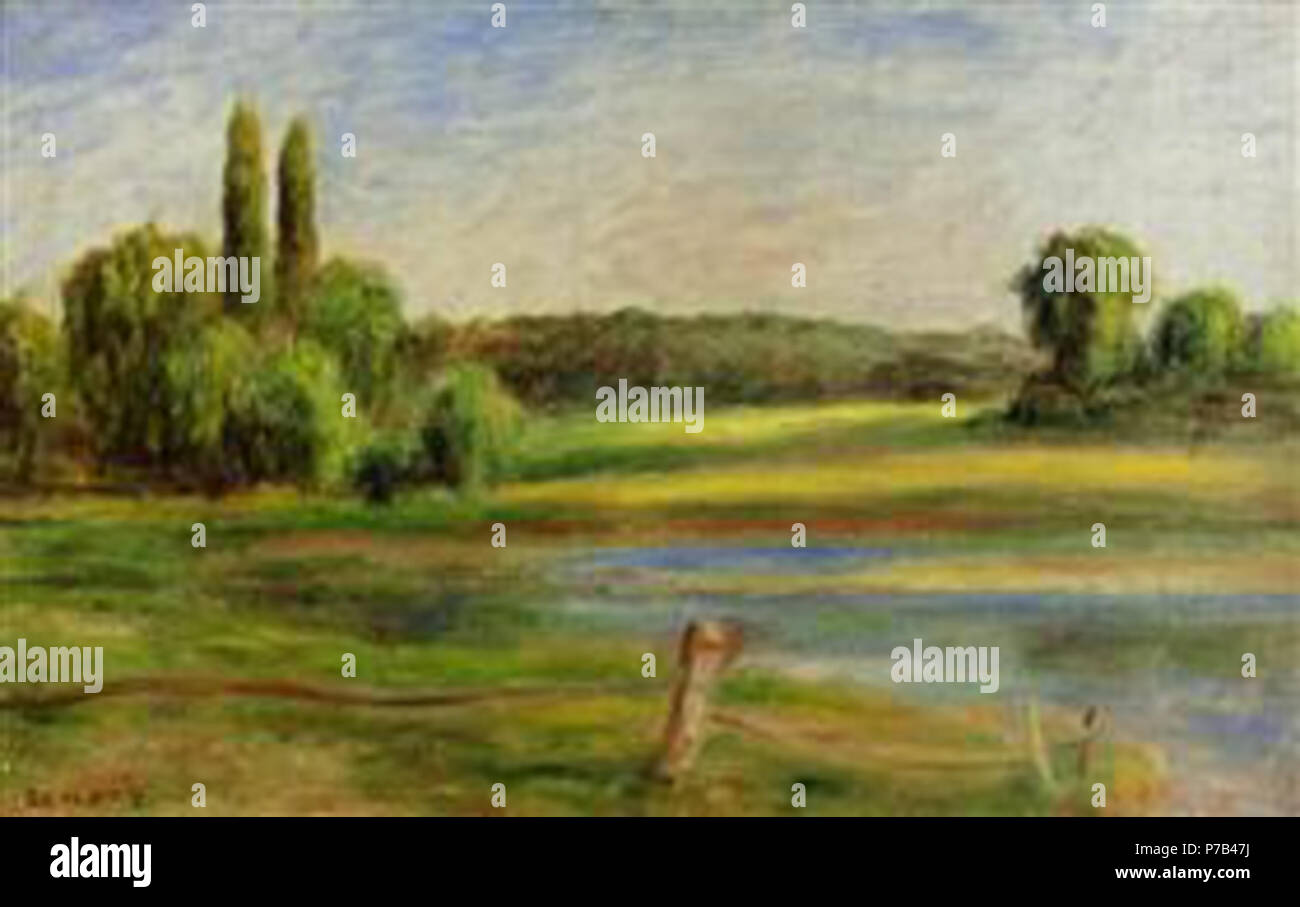 Travailler par Pierre-Auguste Renoir . avant 1919 69 - paysage Renoir-avec-fence.jpg !PinterestLarge Banque D'Images