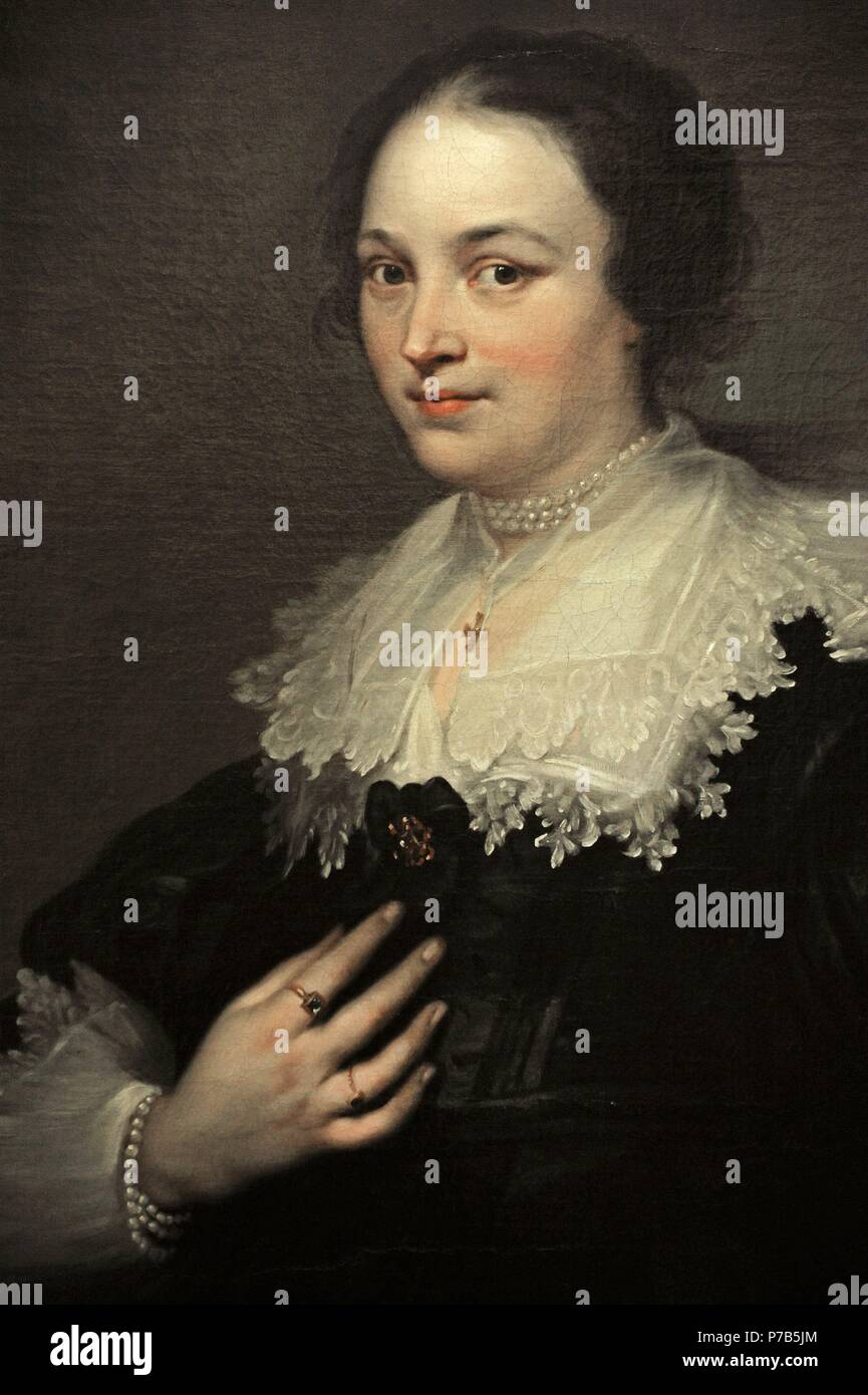 Anthony Van Dyck (1599-1641). Artiste baroque flamand. Portrait d'une femme. La Flandre, les années 1630. Huile sur toile. Musée national. Gdansk. La Pologne. Banque D'Images