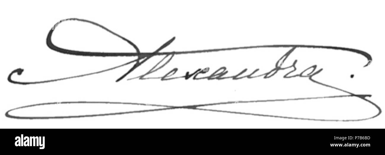 Anglais : La signature de l'impératrice Alexandra Feodorovna de Russie, née princesse Alix de Hesse. avant 1918 76 Signature d'Alexandra Feodorovna Banque D'Images