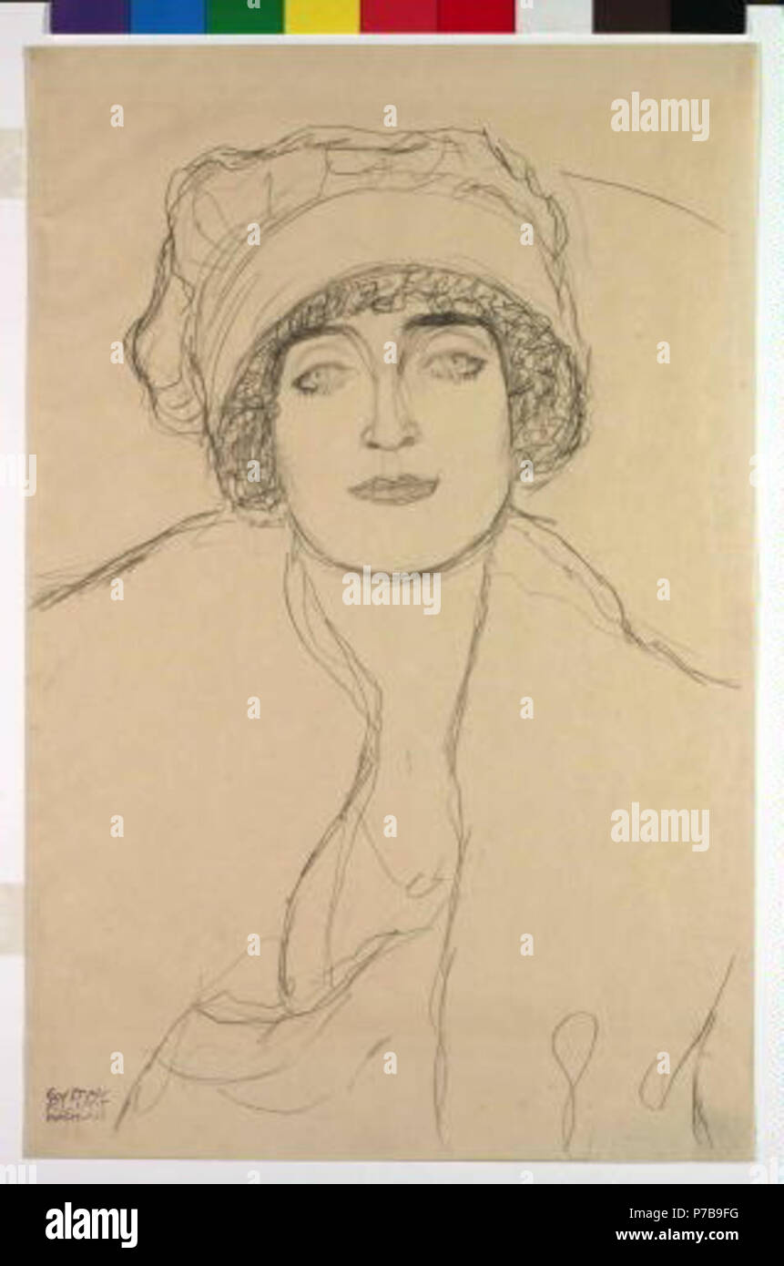 . Eština Podobizna klobouku : v entre 1917 et 1918 44 14 Gustav Klimt. 7. 1862-6. 2. - Podobizna klobouku 1918 v Banque D'Images