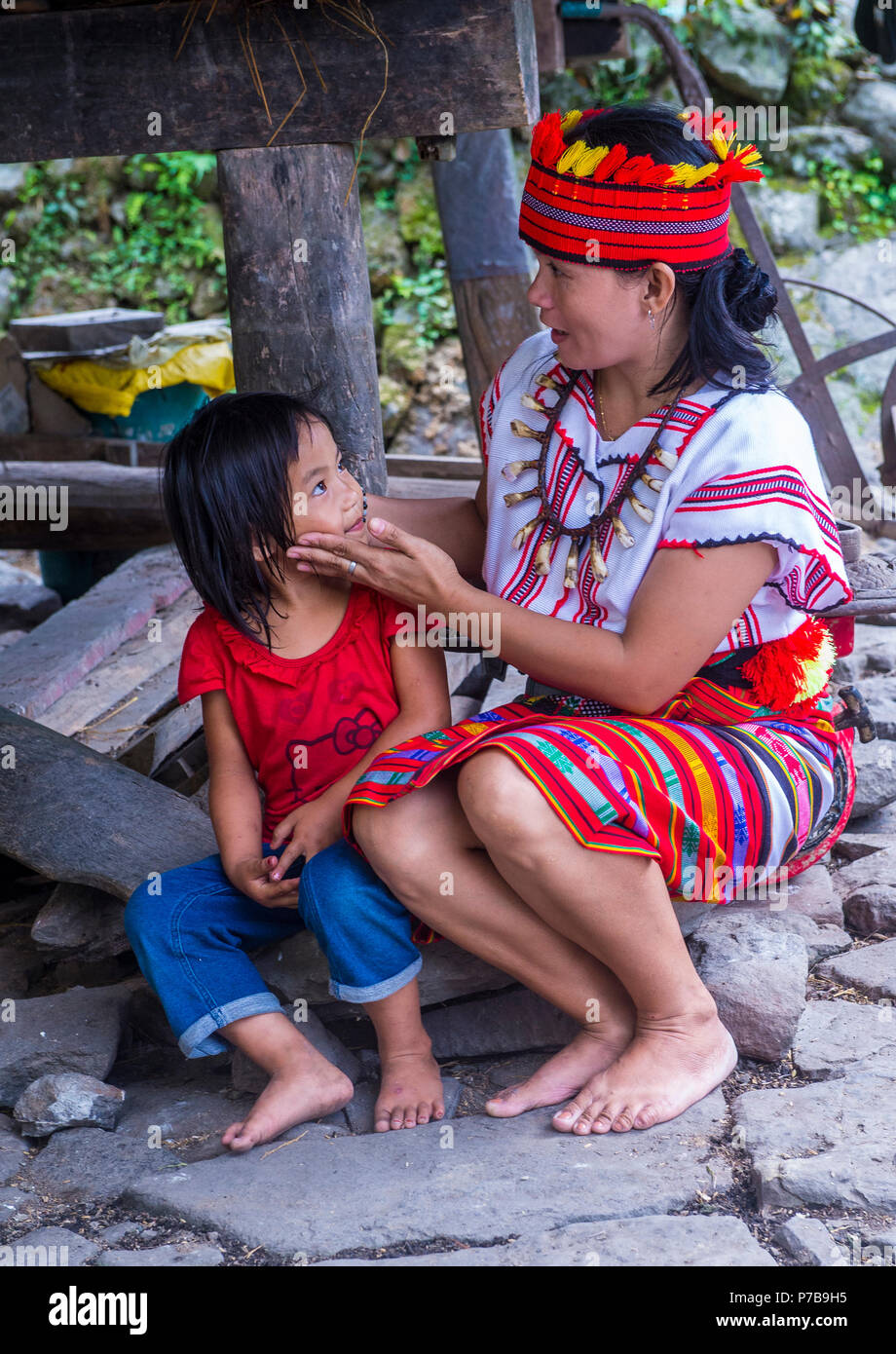 Des habitants de la minorité Ifugao à Banaue aux Philippines Banque D'Images