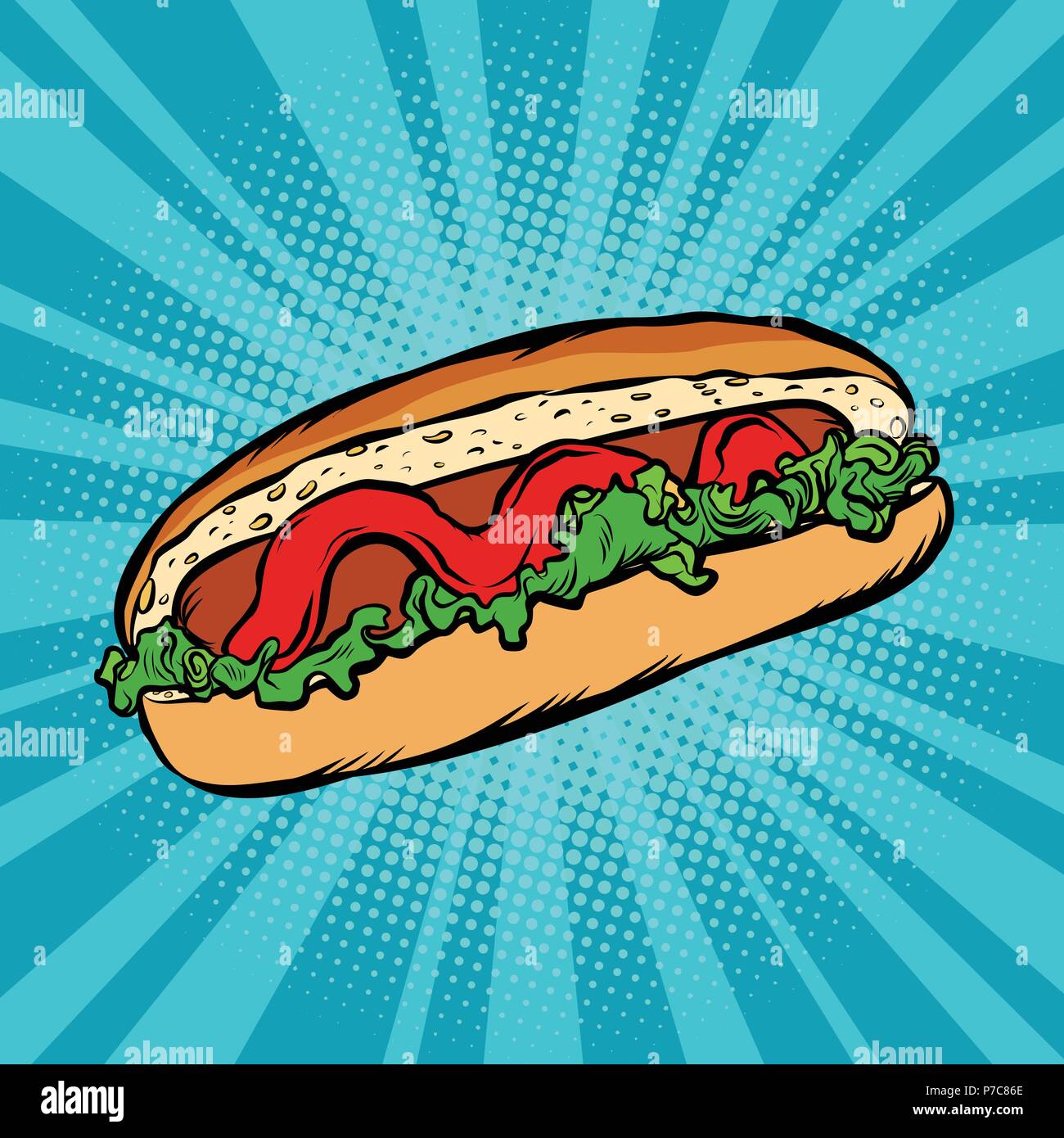 Salade de hot-dog ketchup Illustration de Vecteur