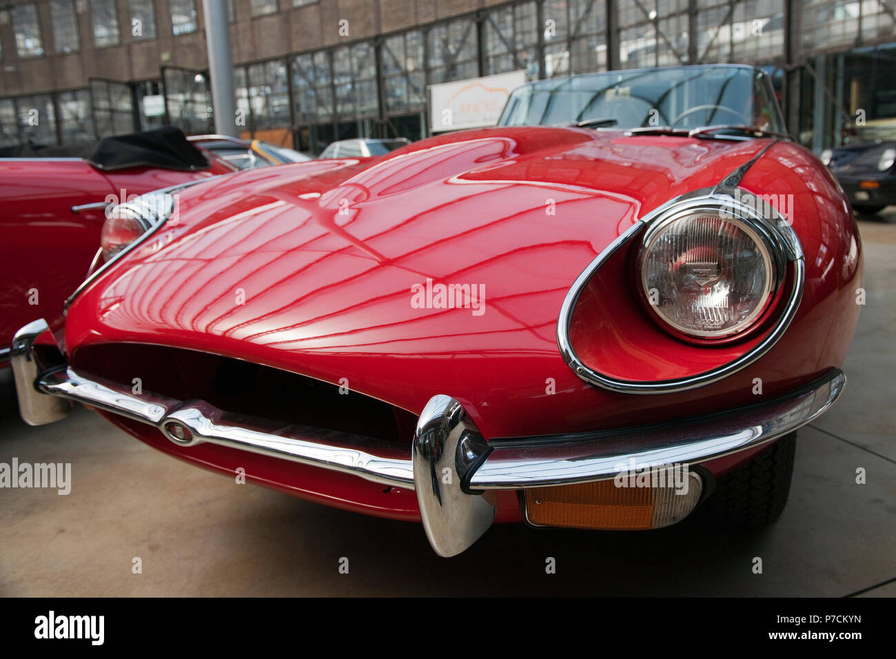 Classic car Jaguar E-Type, lampe, roaring sixties, Banque D'Images