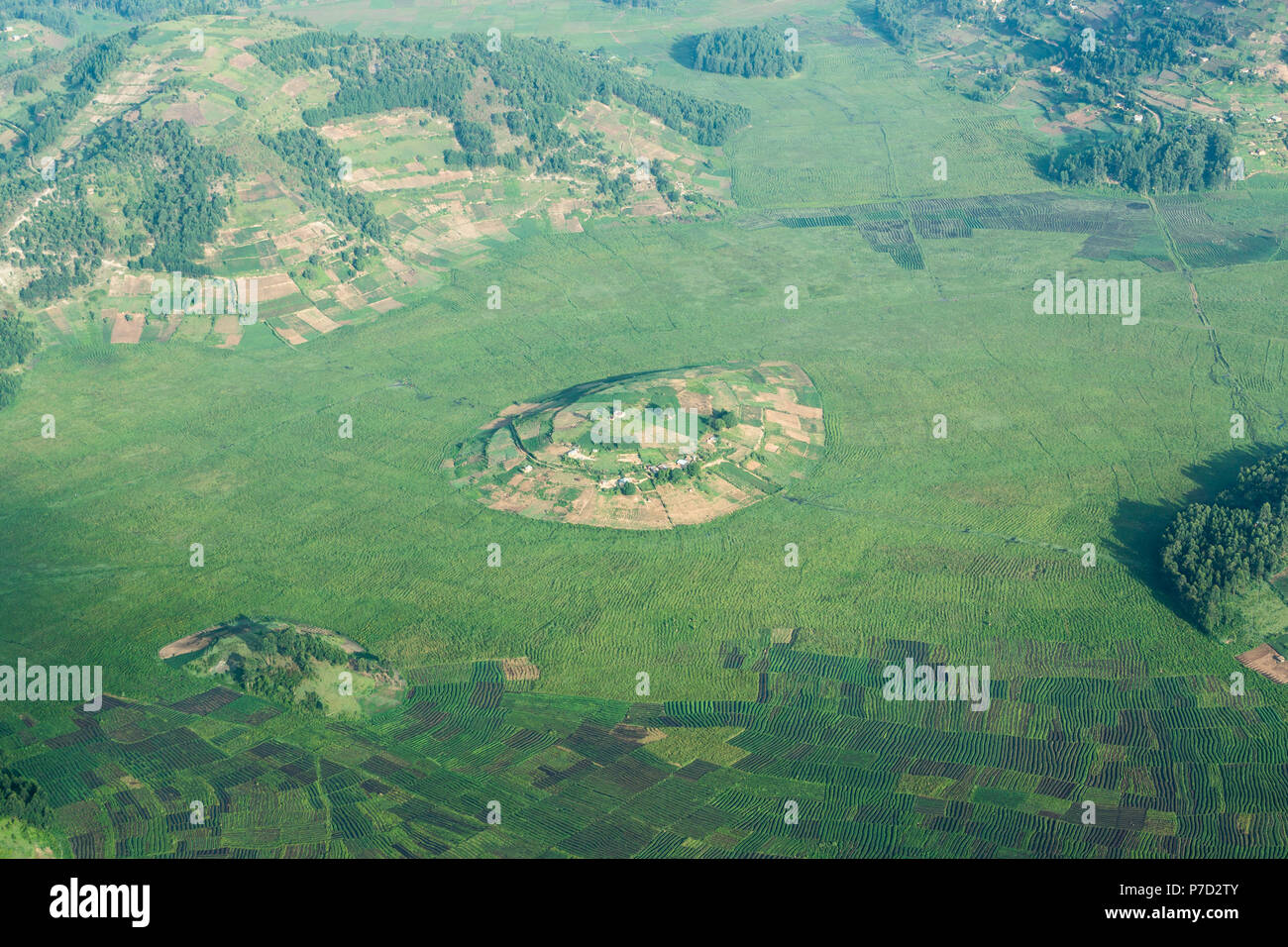 Pays des collines cultivées en Afrique centrale, de l'Ouganda Banque D'Images