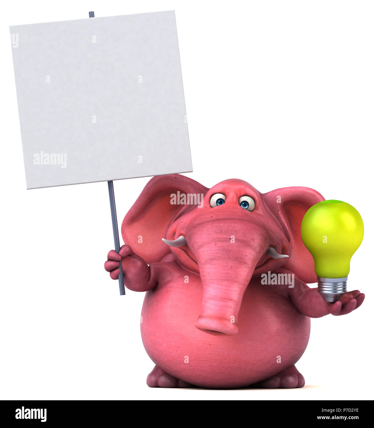 L'éléphant rose - 3D Illustration Banque D'Images