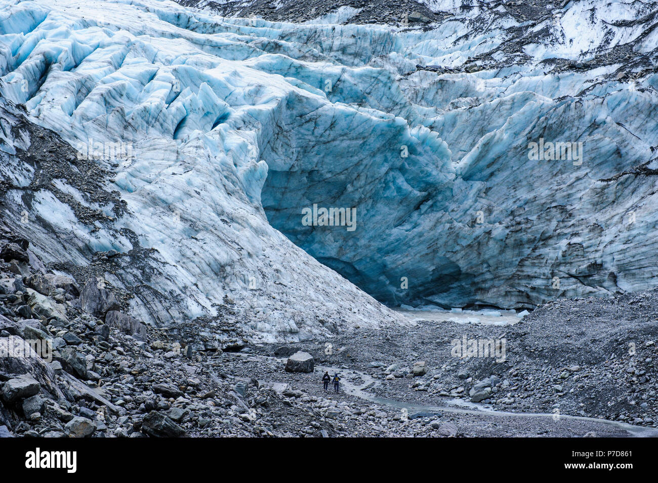 L'écoulement glaciaire du glacier Fox, île du Sud, Nouvelle-Zélande Banque D'Images