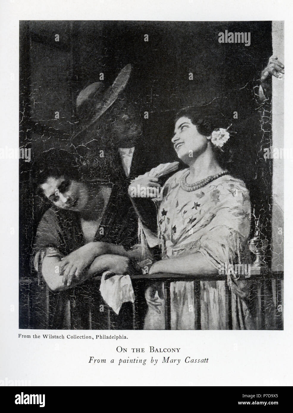 Mary Cassatt (1844-1926) a été le seul artiste américain à exposer avec les impressionnistes à Paris. Elle est devenue connue pour ses peintures des instants, en particulier ses images de femmes et d'enfants. Ses œuvres ont été parmi les premières œuvres impressionnistes vu aux États-Unis. Ce tableau est intitulé "sur le balcon." c'est à partir de l'Wilstach Collection, à Philadelphie. Banque D'Images