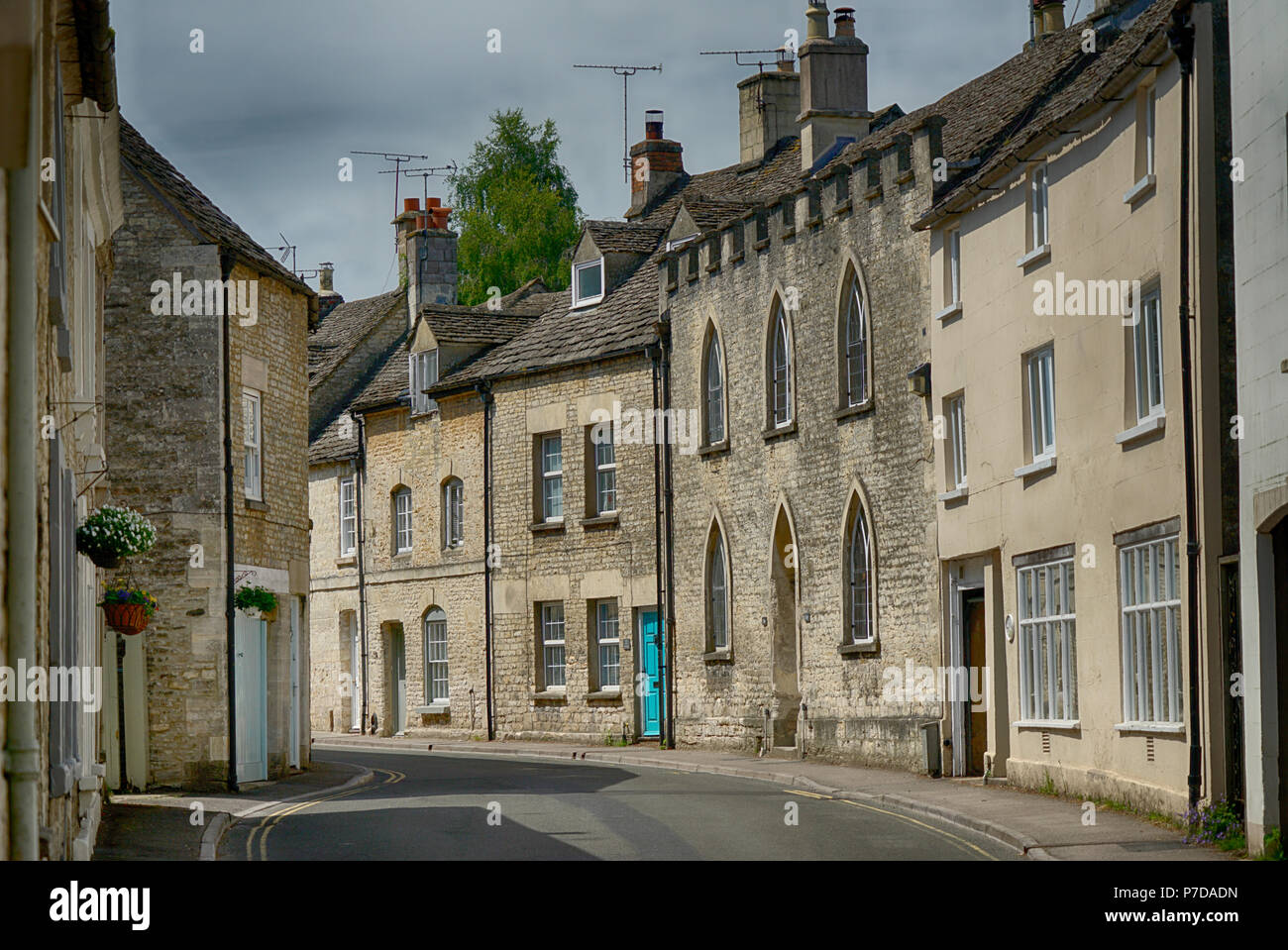 Ruelles de la village de Cotswold Minchinhampton, Gloucestershire, Royaume-Uni Banque D'Images