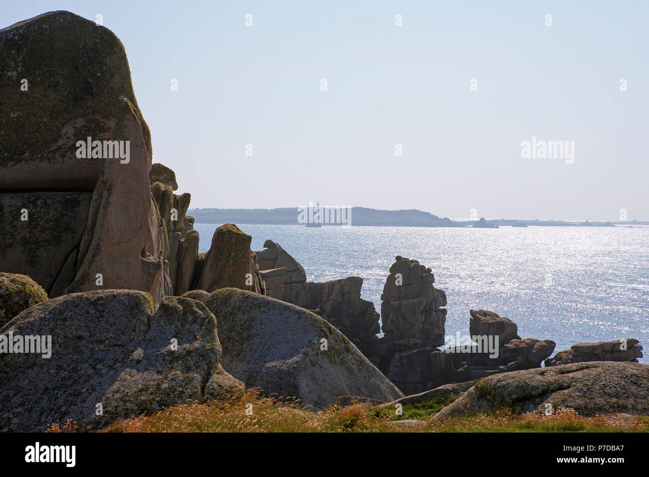 Gugh et St Agnes à St Mary's Sound de Peninnis Head, Saint Mary's, Îles Scilly Banque D'Images