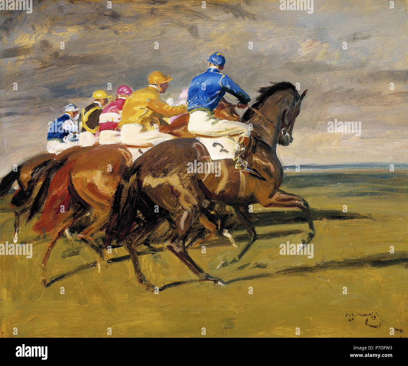 James Alfred Munnings - le début d'une course de chevaux Banque D'Images