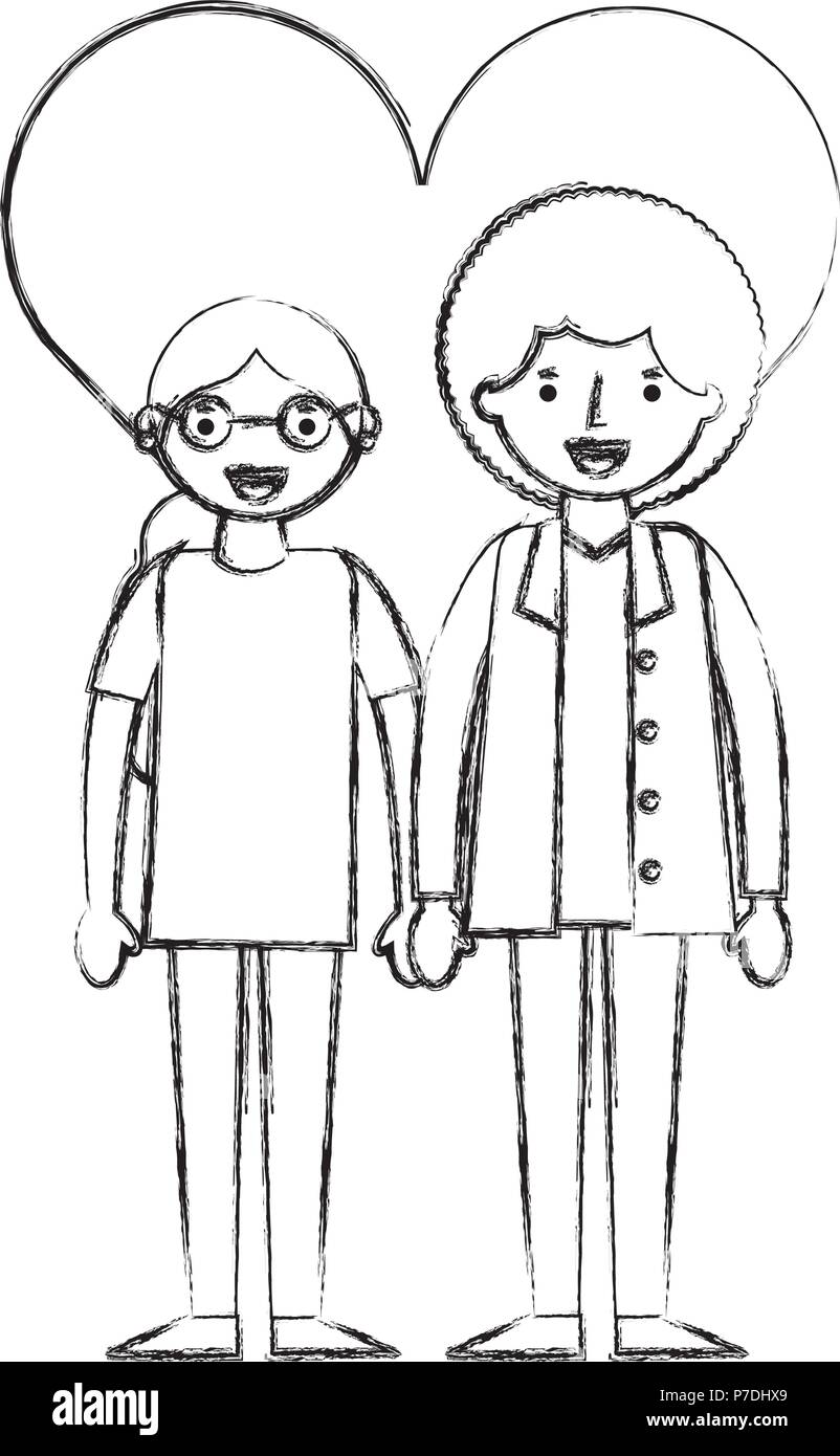 Les jeunes femmes avec coeur vecteur illustration design caractère avatar Illustration de Vecteur