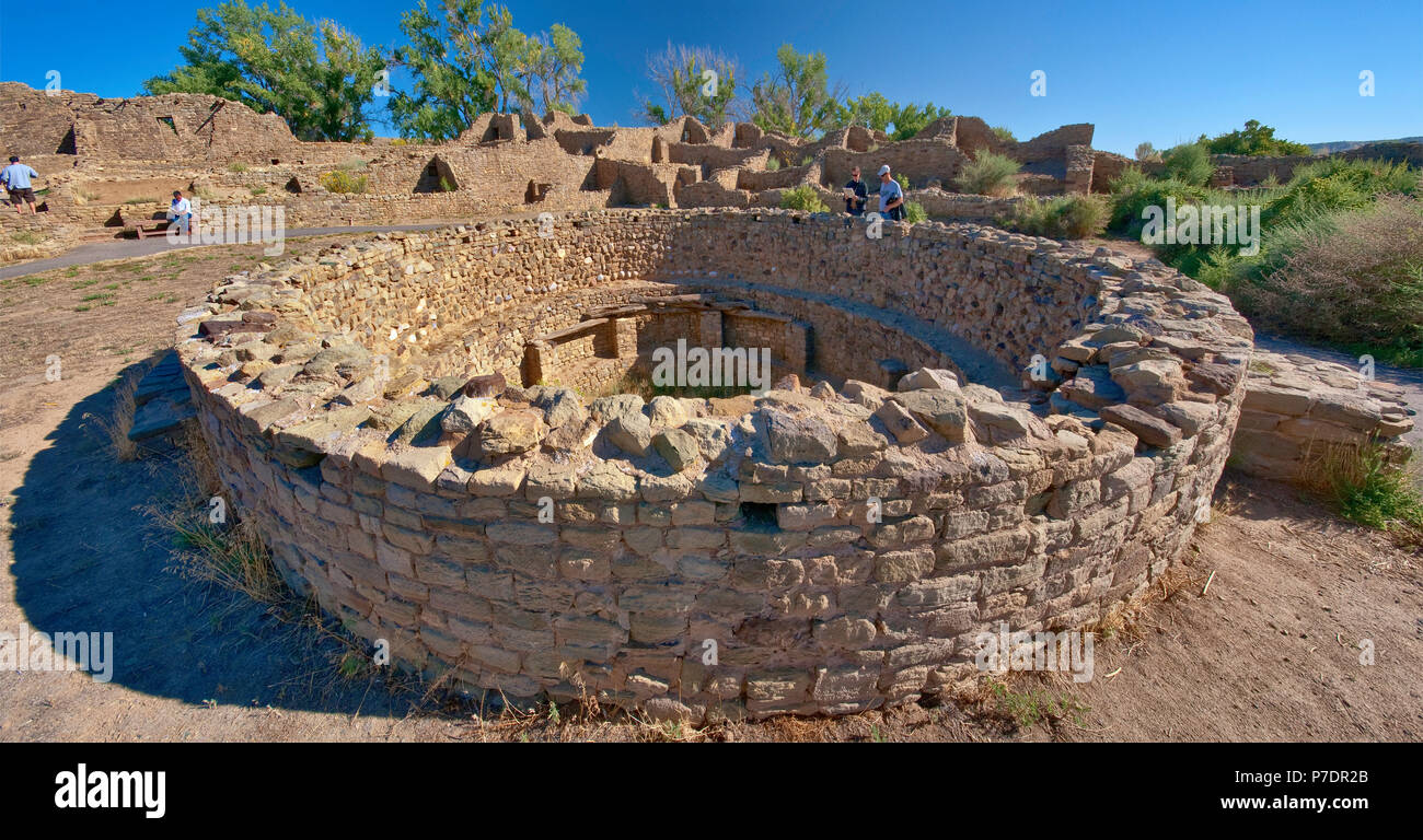 Kiva construite par les indiens Anasazi, Aztec Ruins National Monument, New Mexico, USA Banque D'Images