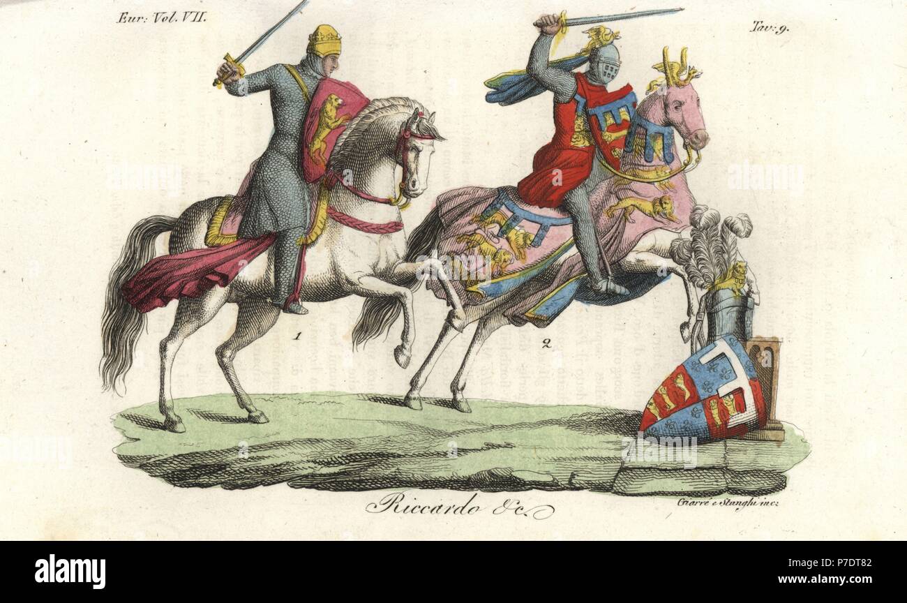 Le roi Richard cœur de lion, en cotte à cheval avec armure bouclier