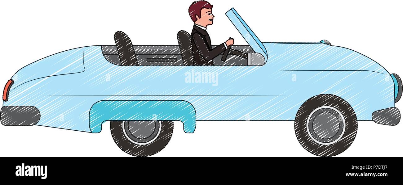 L'homme marié dans la voiture décapotable dessin illustration vectorielle Illustration de Vecteur